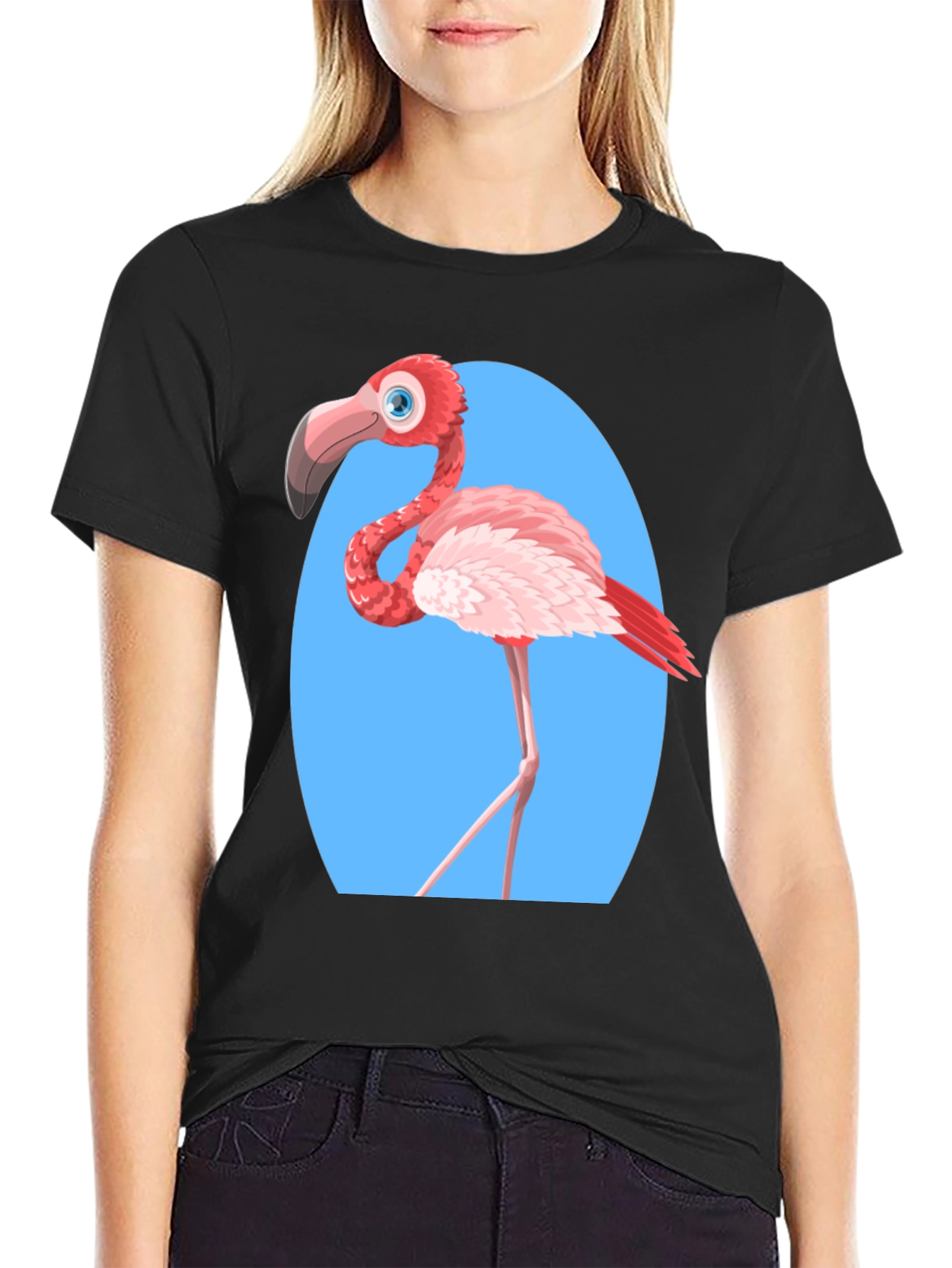 Funny Flamingo Graphic Tee - Black Unisex T-Shirt