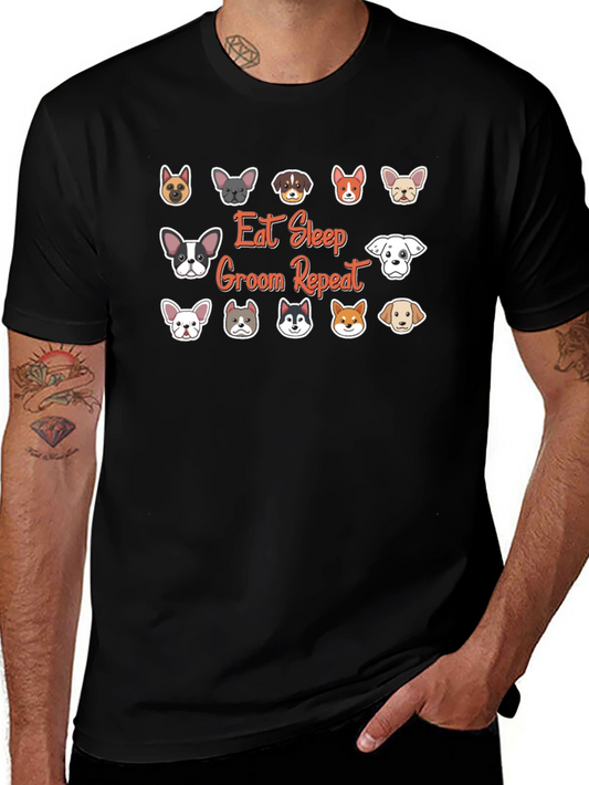 Eat Sleep Groom Repeat Dog Breed T-Shirt