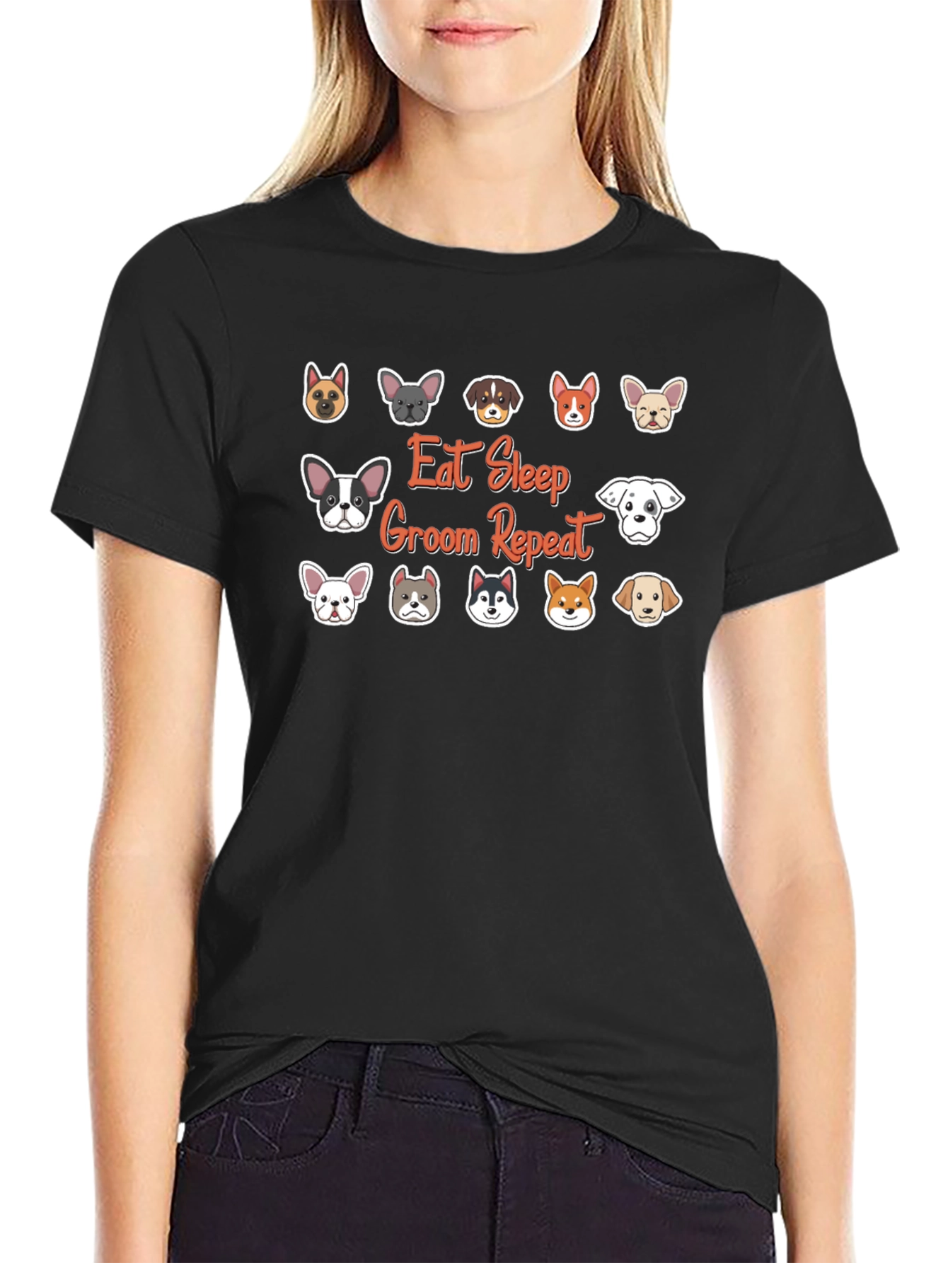 Eat Sleep Groom Repeat Dog Breed T-Shirt