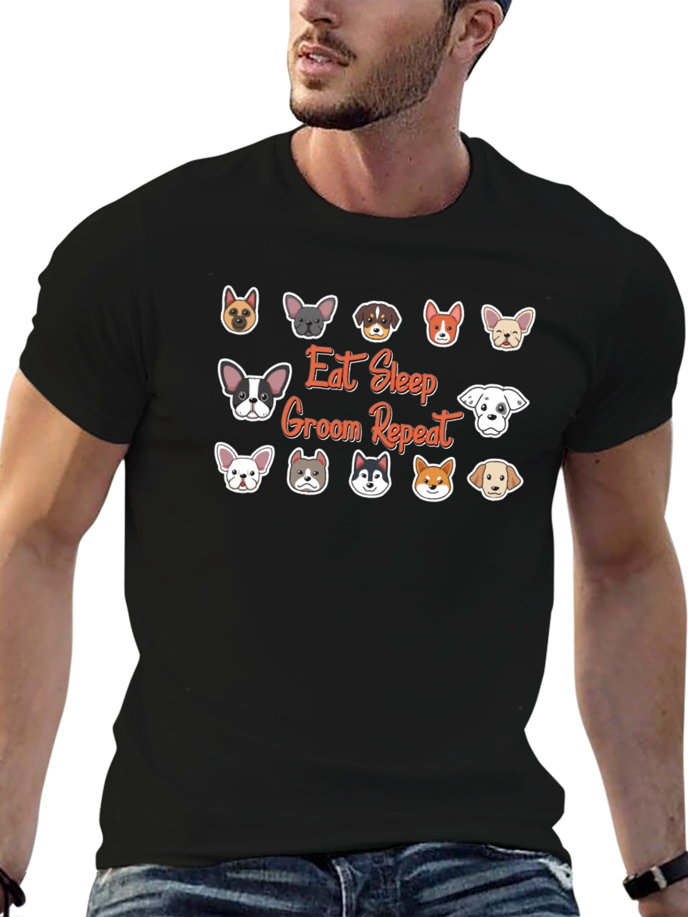 Eat Sleep Groom Repeat Dog Breed T-Shirt