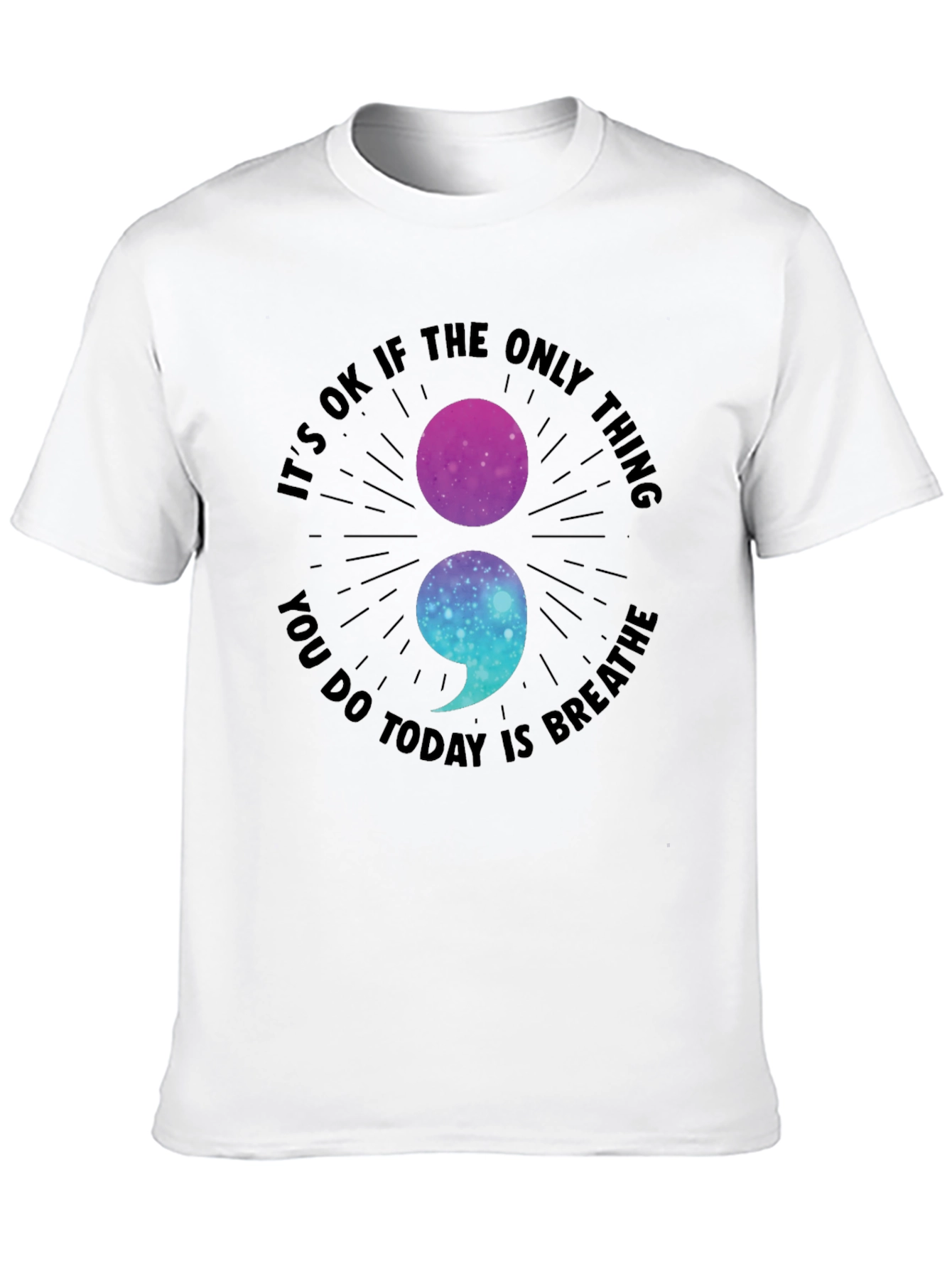 Breathe Galaxy Semicolon Graphic Tee - Stay Strong