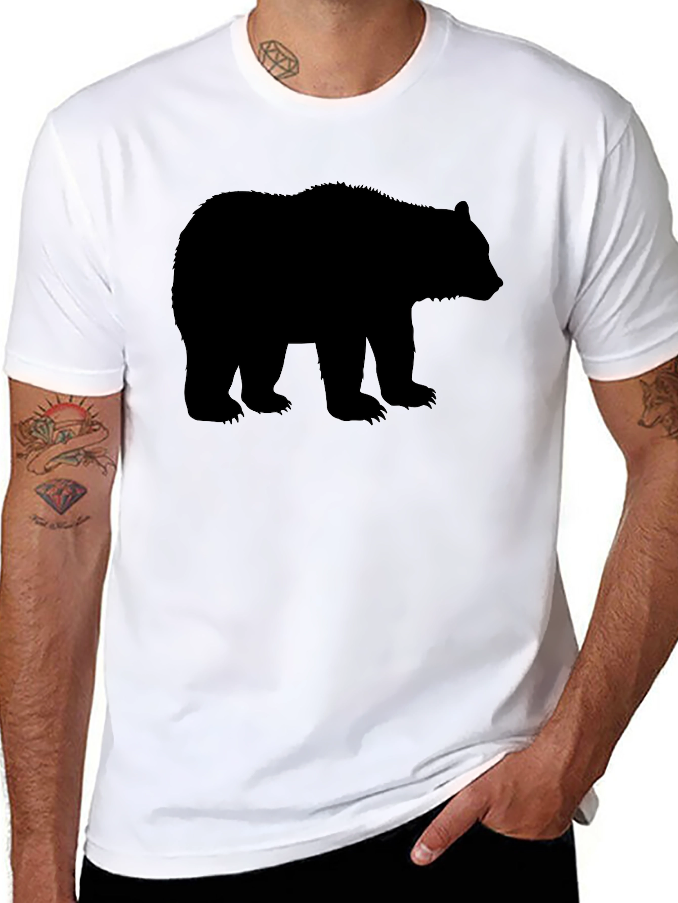 Bear Silhouette Graphic T-Shirt - Mens Black Tee