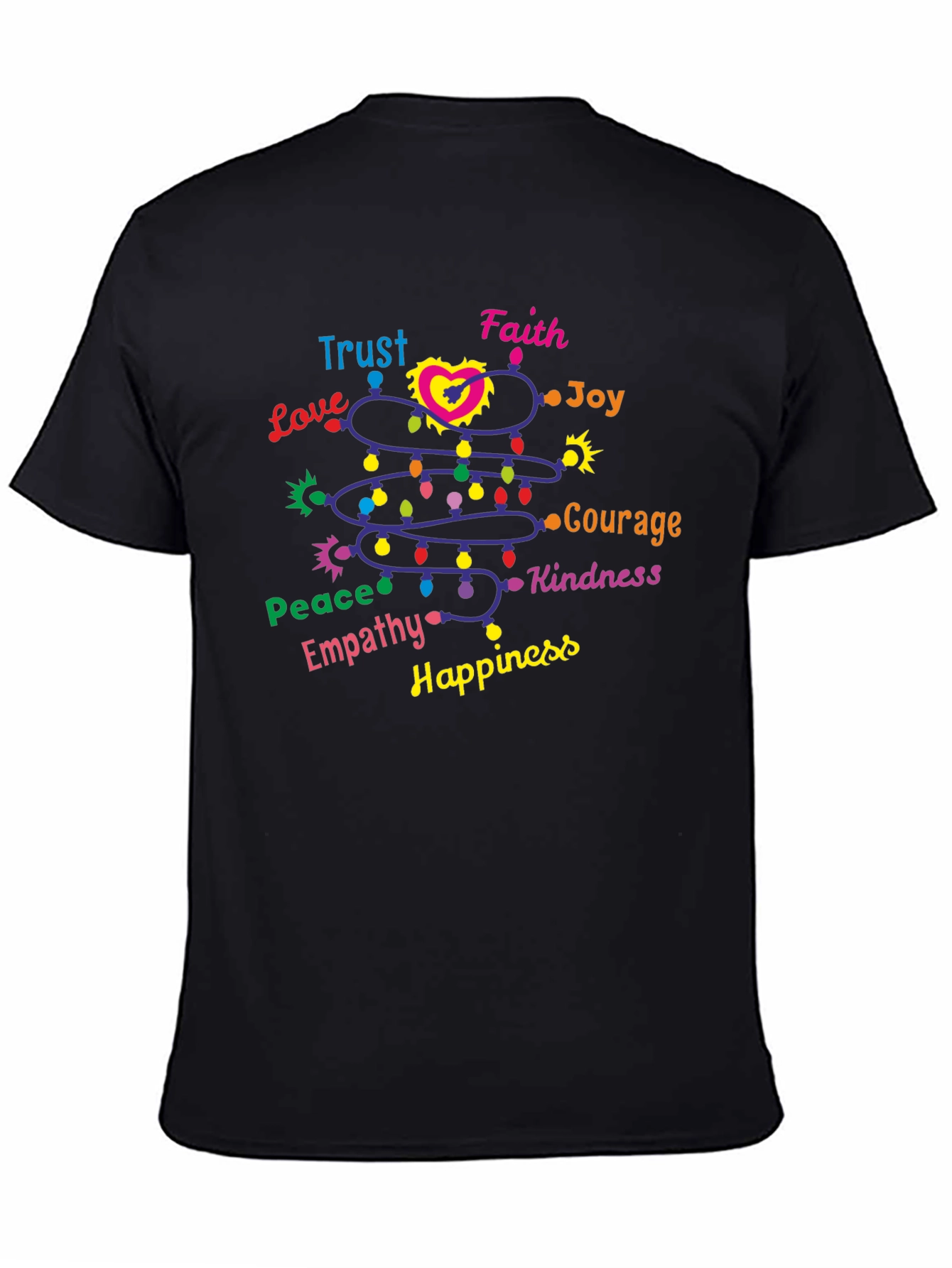 Heart & Love Graphic Black T-Shirt