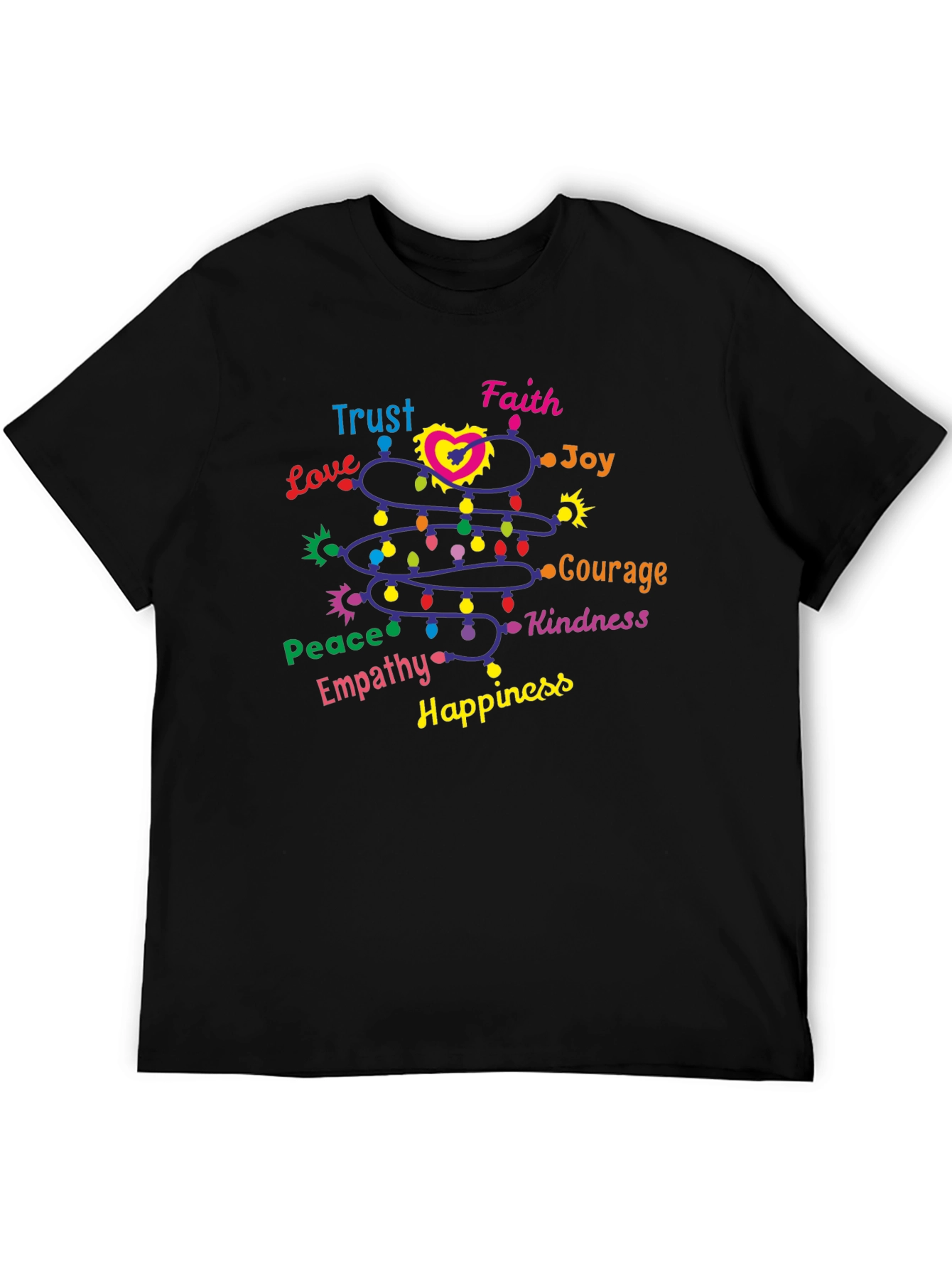 Heart & Love Graphic Black T-Shirt
