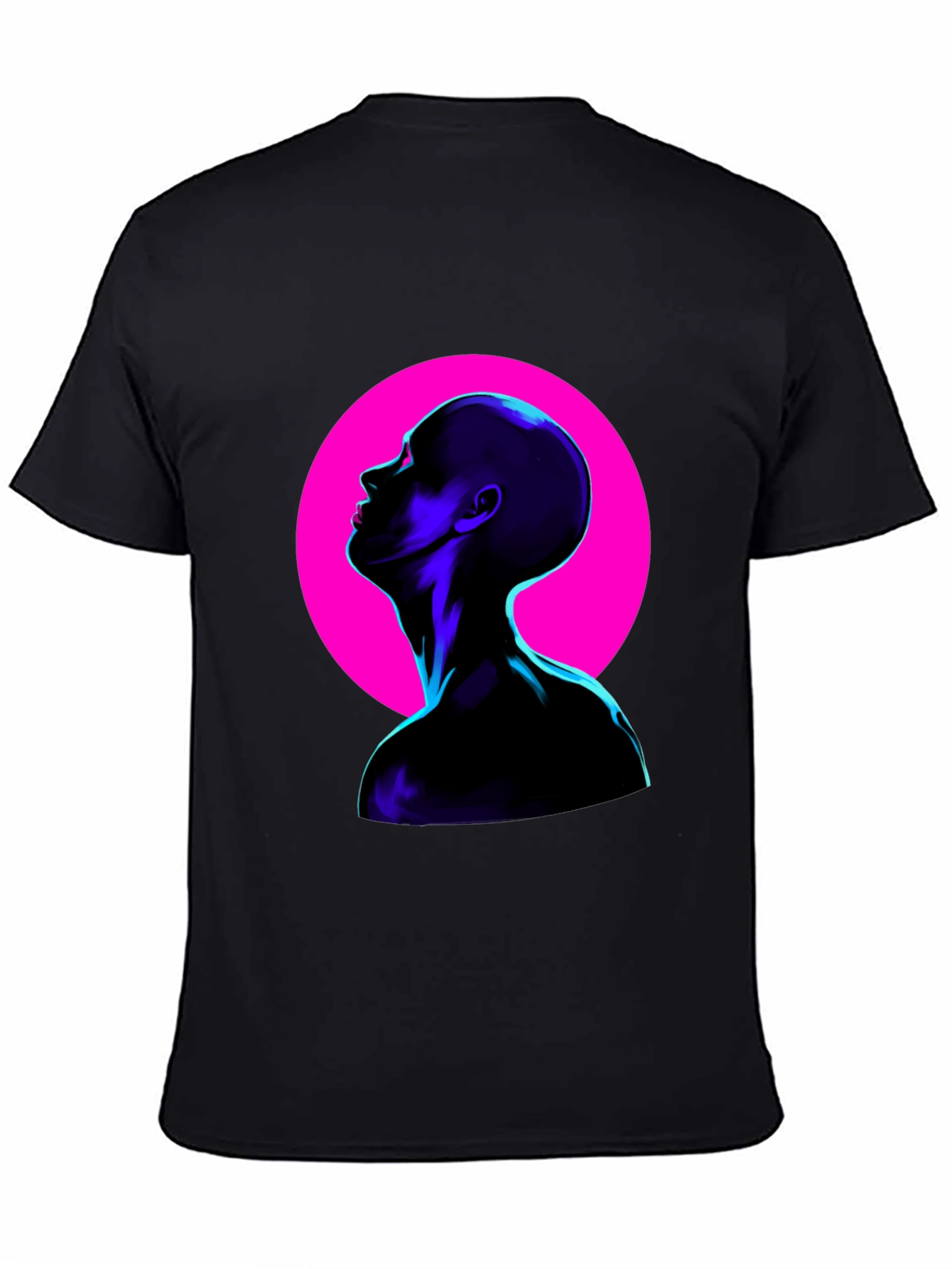 Cyberpunk Silhouette Graphic Tee - Bold Black