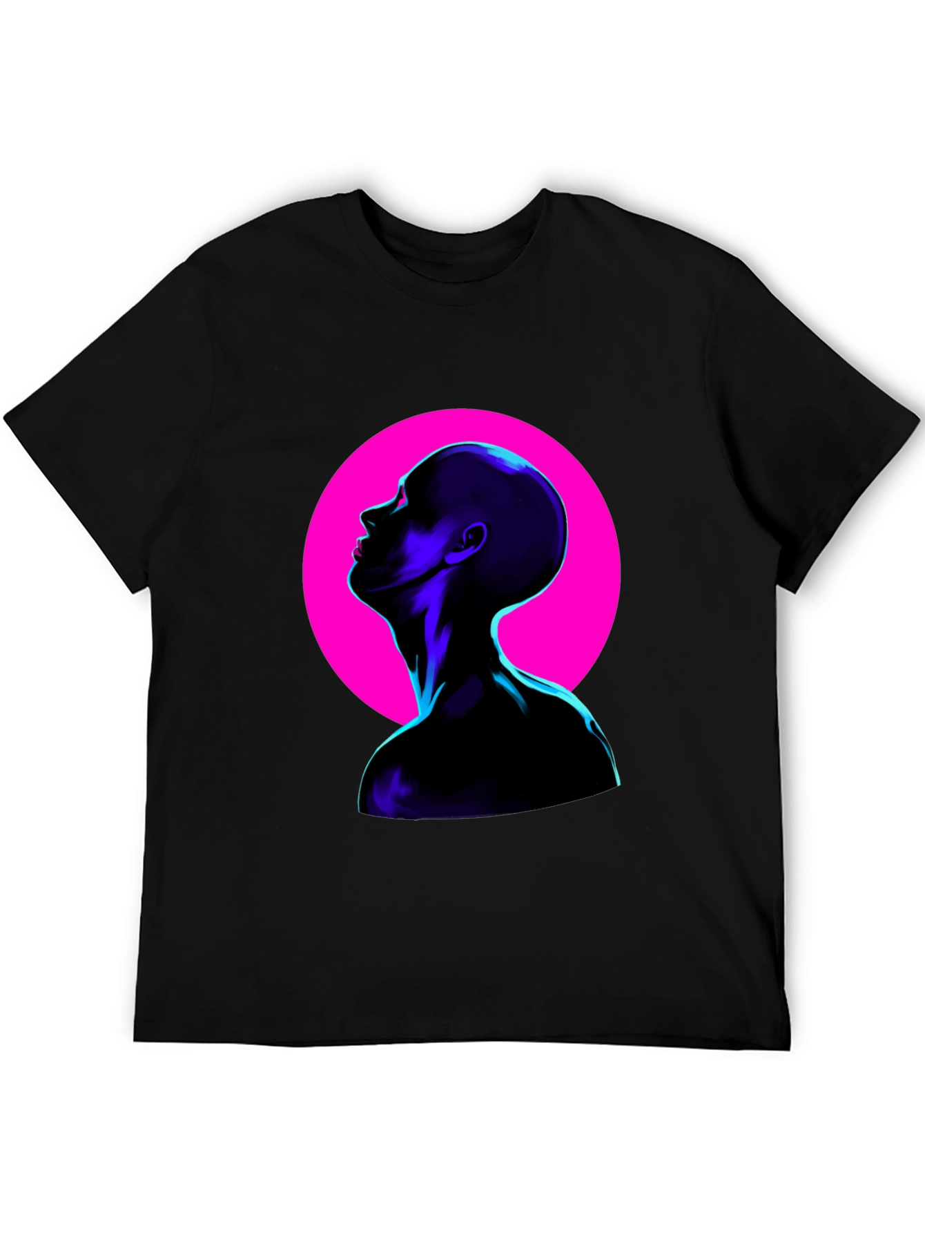 Cyberpunk Silhouette Graphic Tee - Bold Black