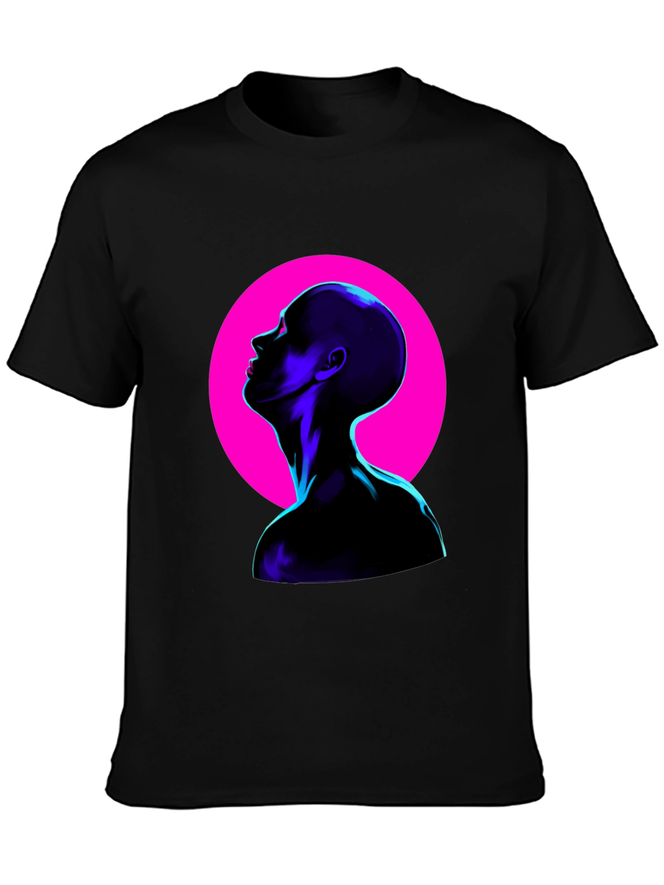 Cyberpunk Silhouette Graphic Tee - Bold Black