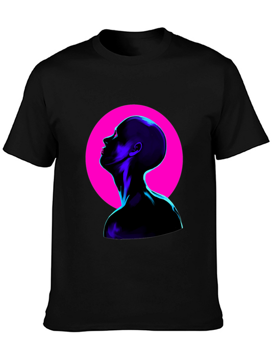 Cyberpunk Silhouette Graphic Tee - Bold Black