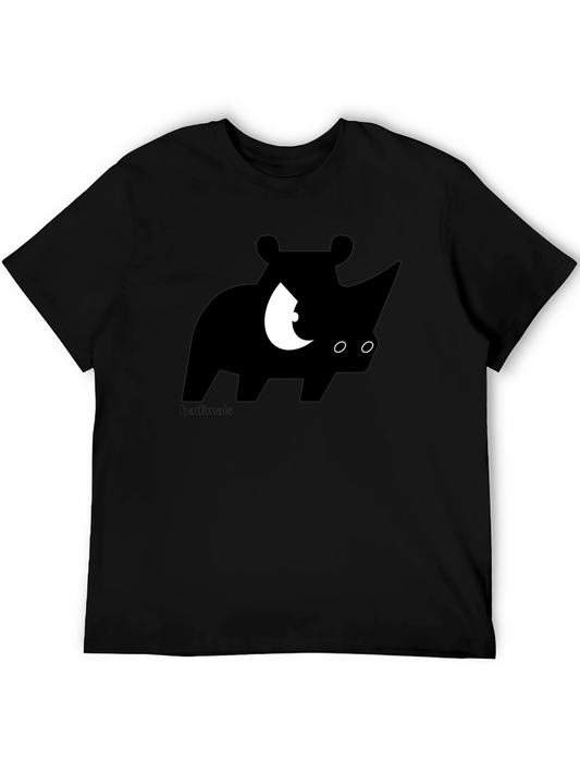 Rhinoceros Graphic Print Black T-Shirt