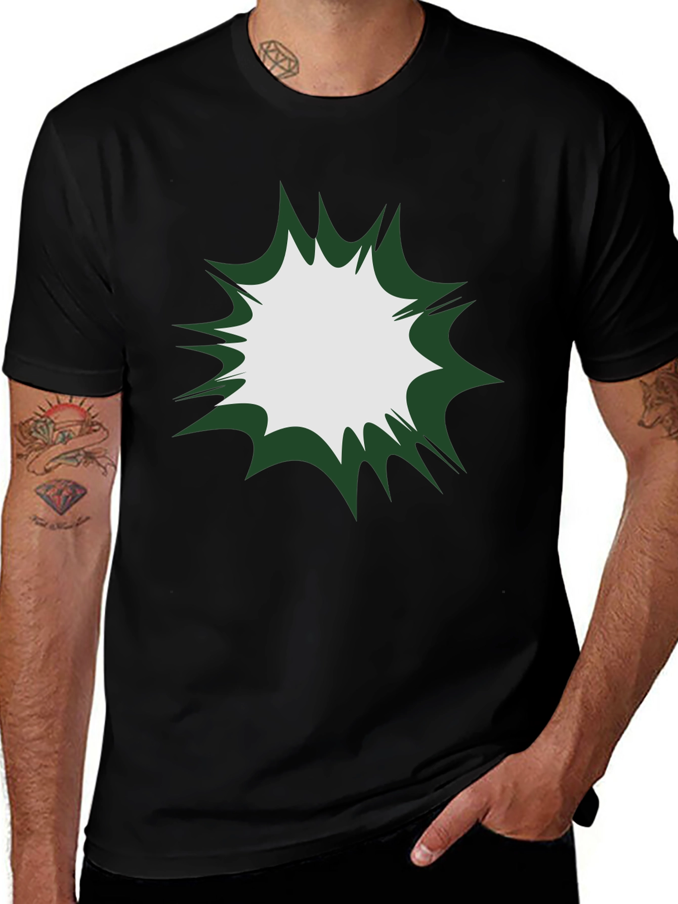 Mens Black T-Shirt - Exploding Graphic Design