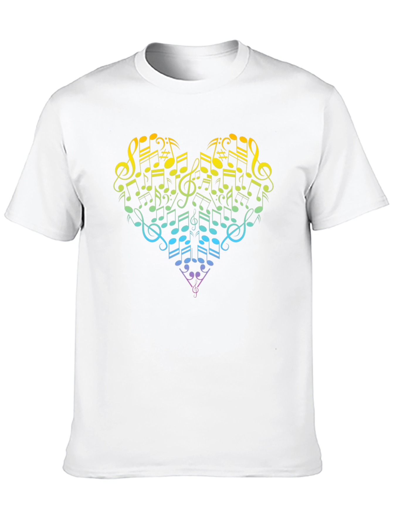 Musical Heart T-Shirt - Rainbow Music Notes Graphic Tee
