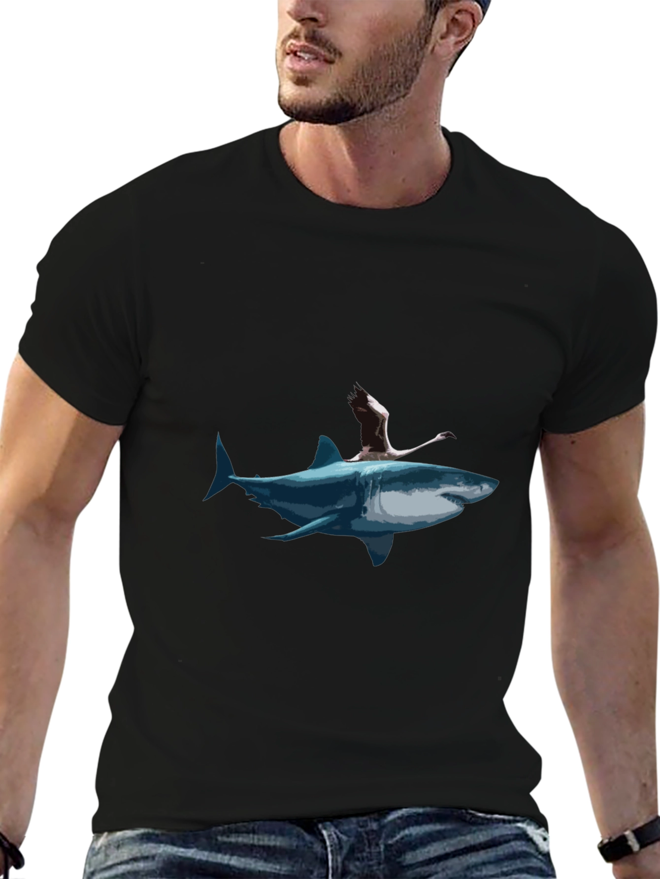 Shark Rider Graphic Tee - Unique Art T-Shirt