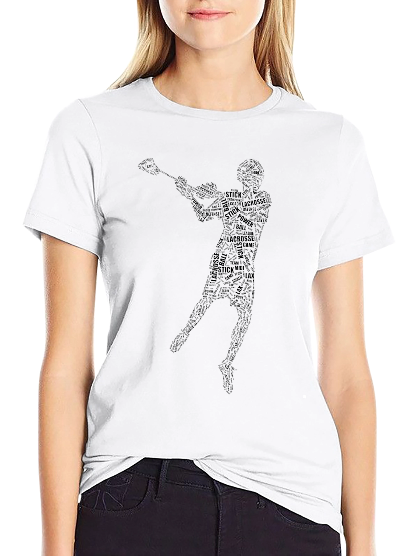 Lacrosse Word Art Black T-Shirt for Men