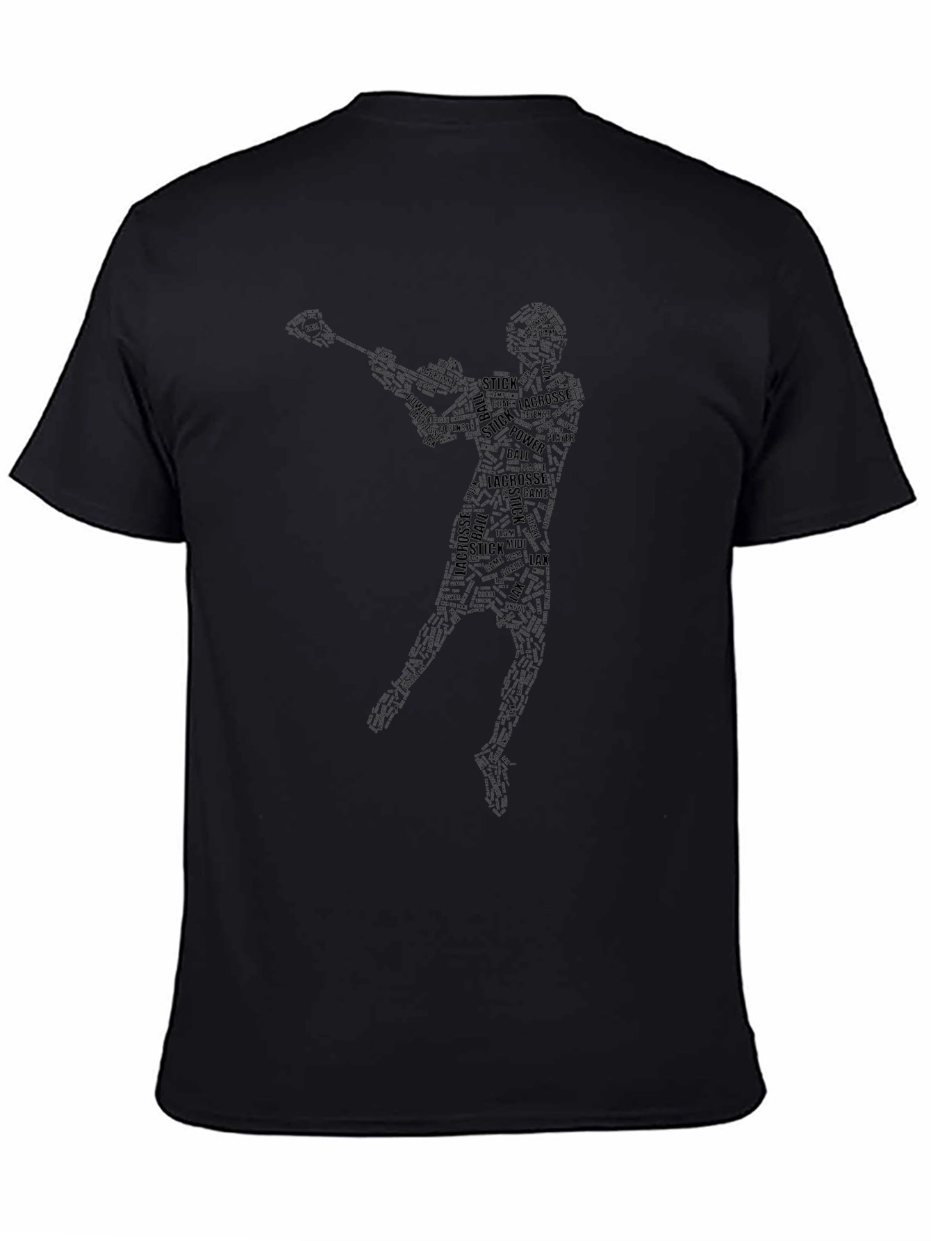 Lacrosse Word Art Black T-Shirt for Men