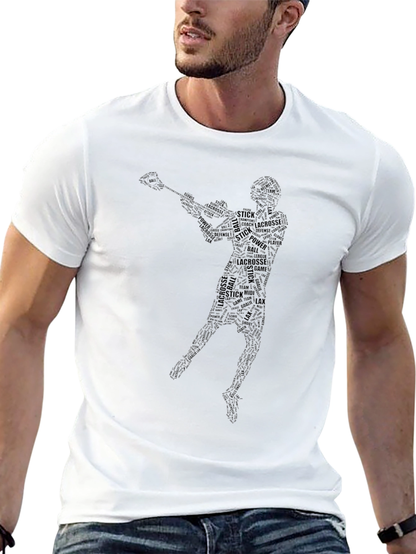 Lacrosse Word Art Black T-Shirt for Men