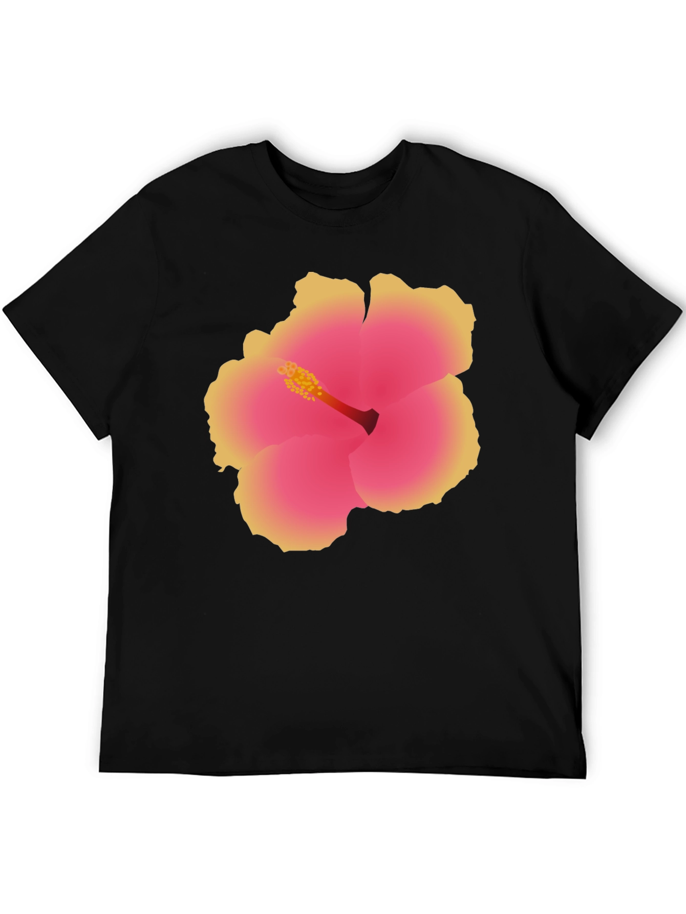 Tropical Hibiscus Flower Graphic Tee - Black