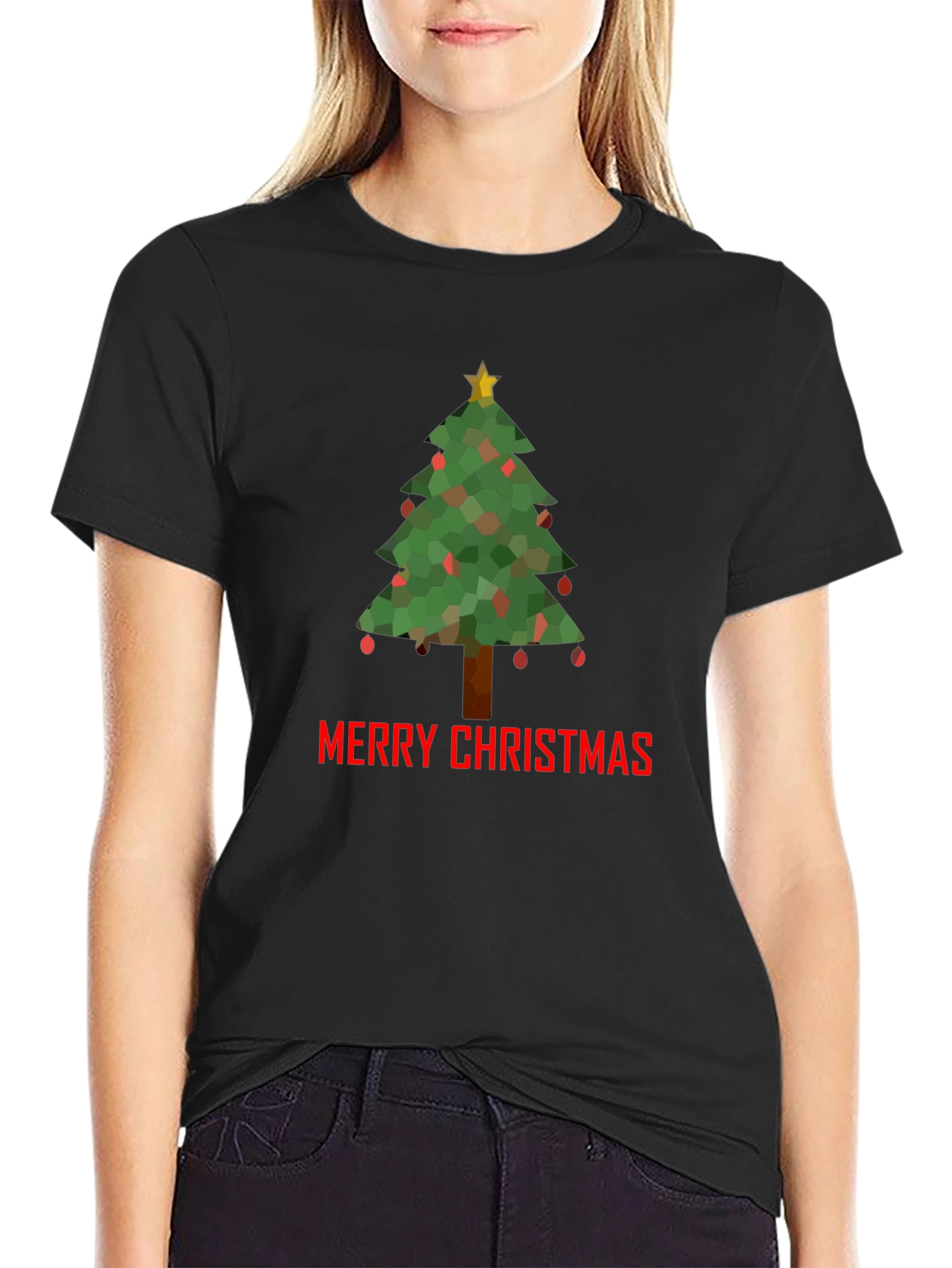 Merry Christmas Tree Graphic T-Shirt