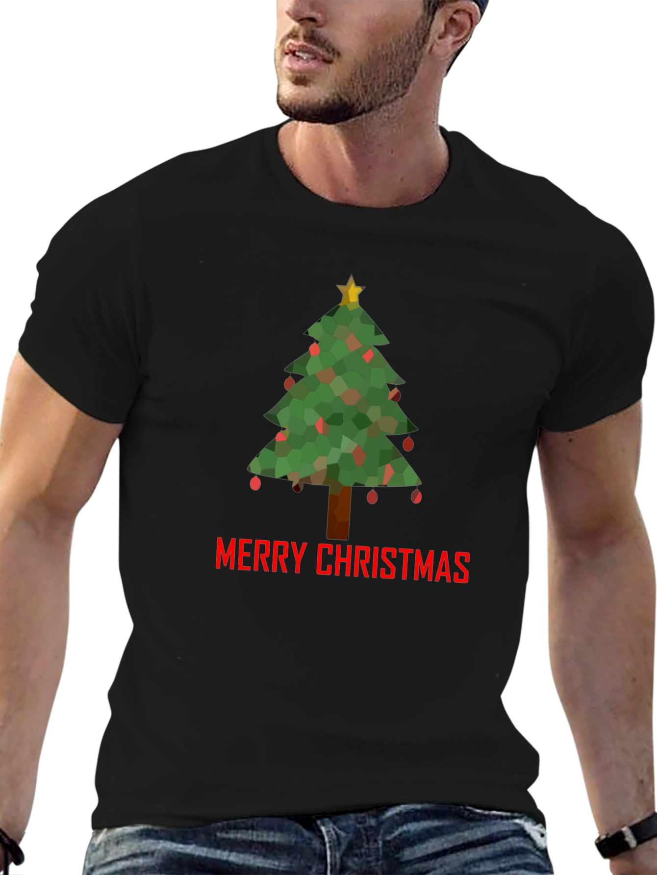 Merry Christmas Tree Graphic T-Shirt