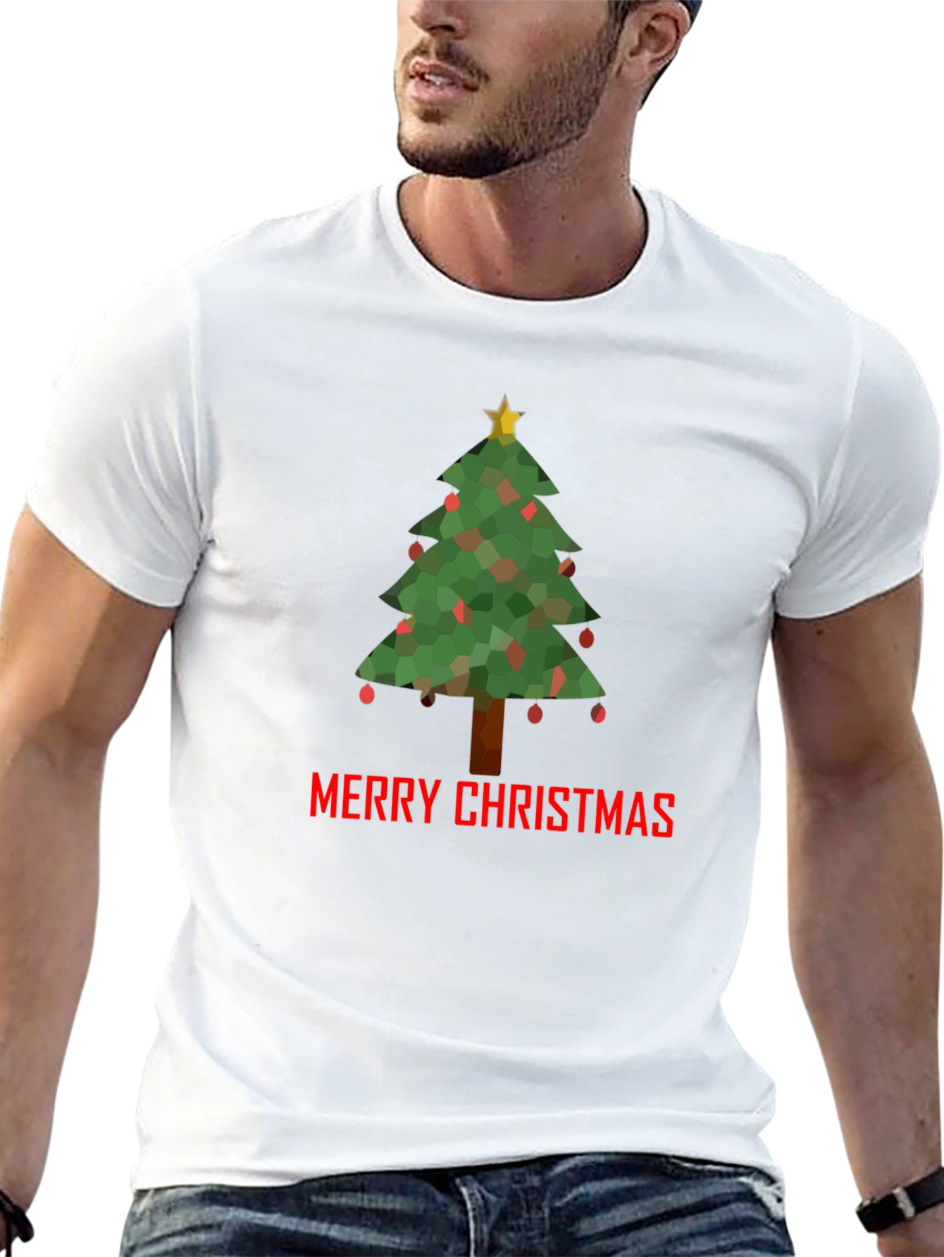 Merry Christmas Tree Graphic T-Shirt