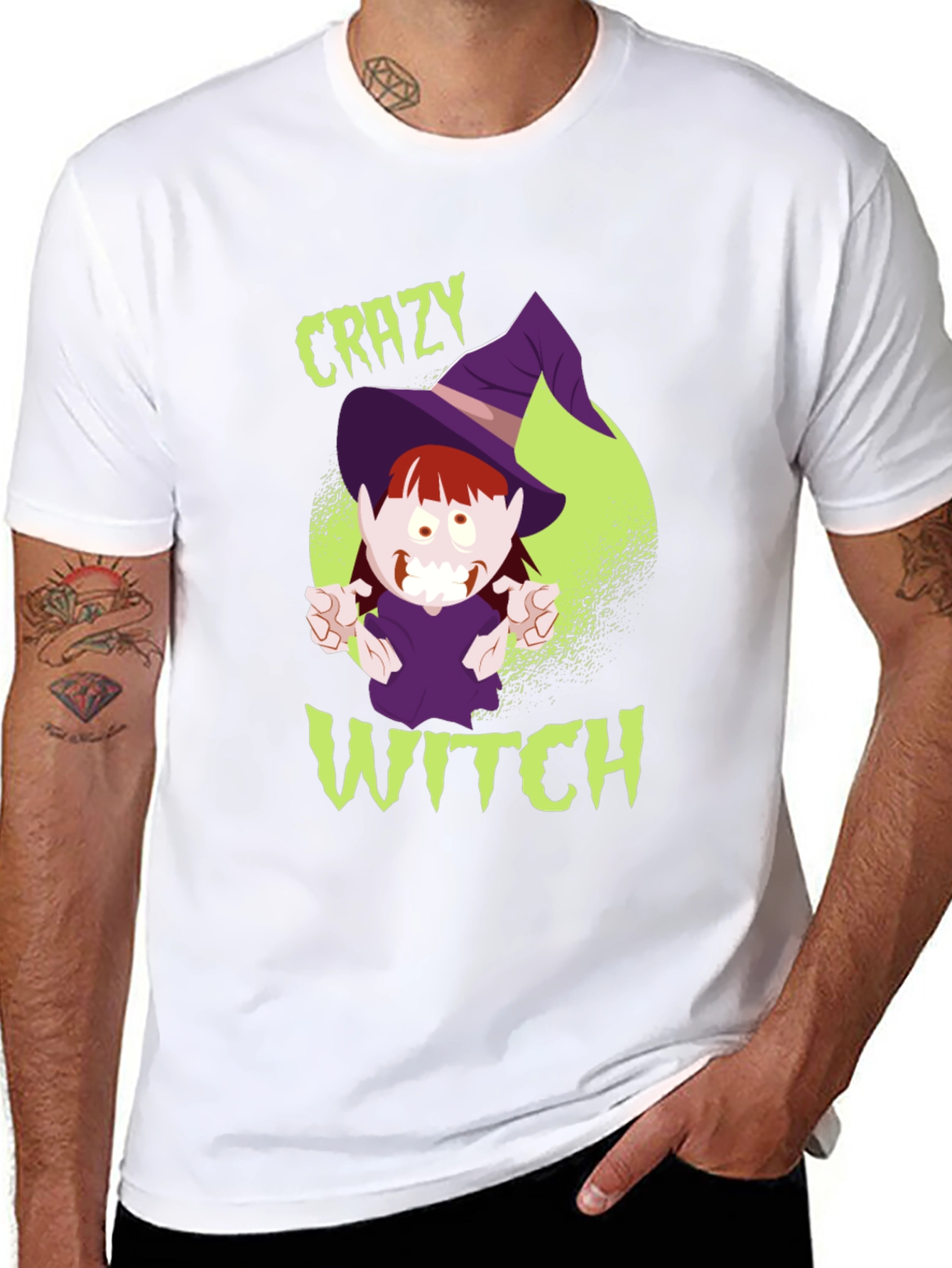 Crazy Witch Graphic Tee - Halloween Shirt