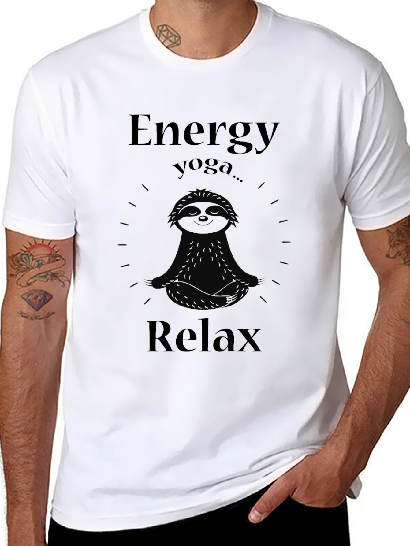 Energy Yoga Relax Sloth Graphic T-Shirt