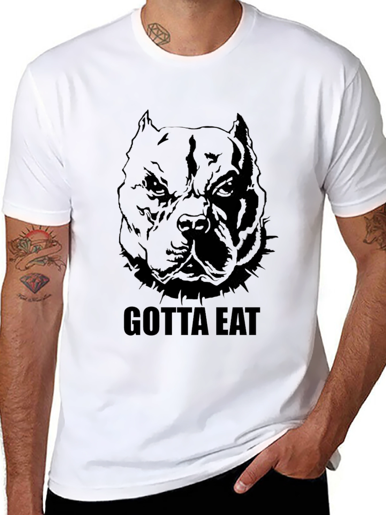 Gotta Eat Pitbull Graphic Tee - Mens Black T-Shirt