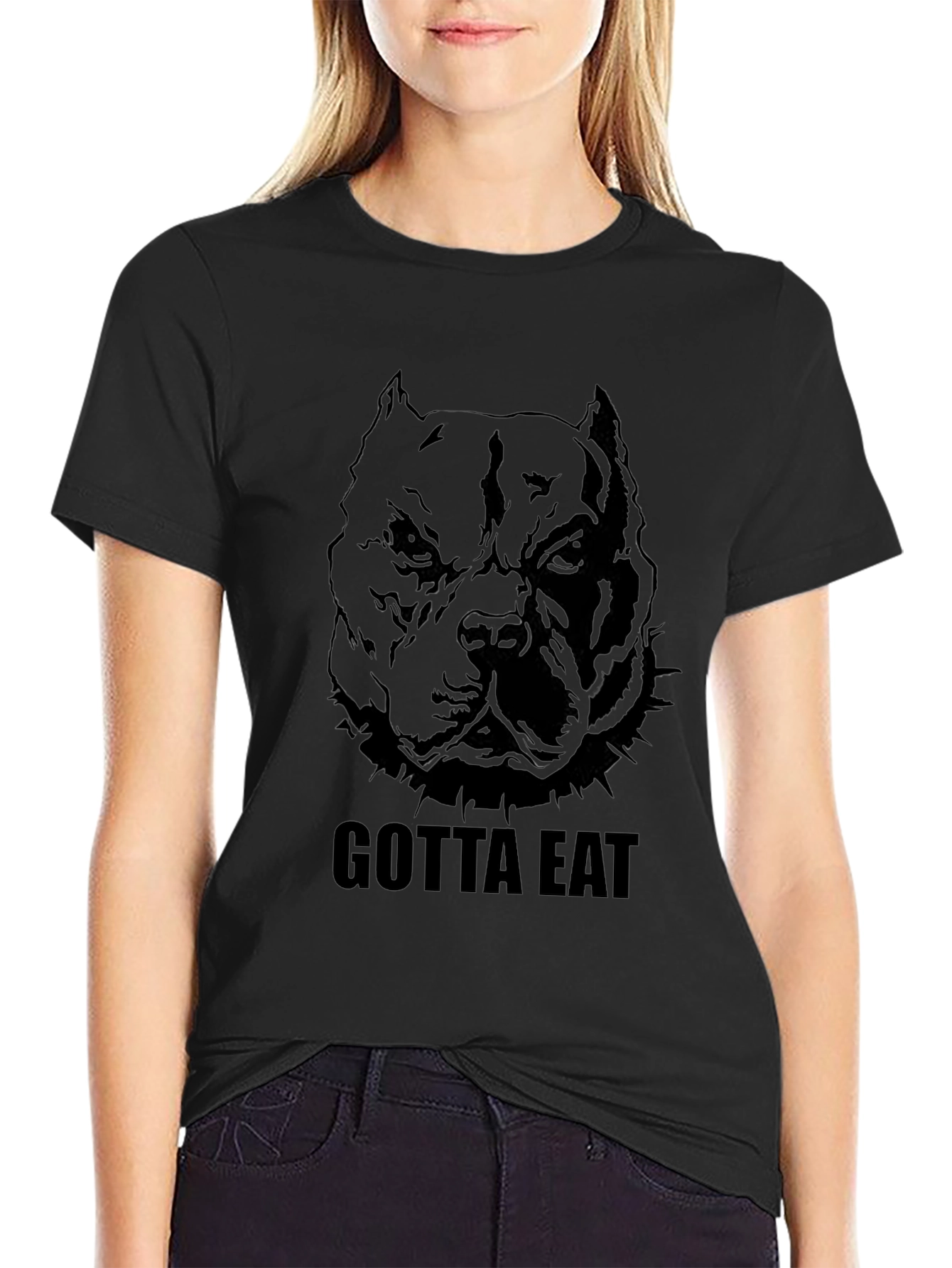 Gotta Eat Pitbull Graphic Tee - Mens Black T-Shirt