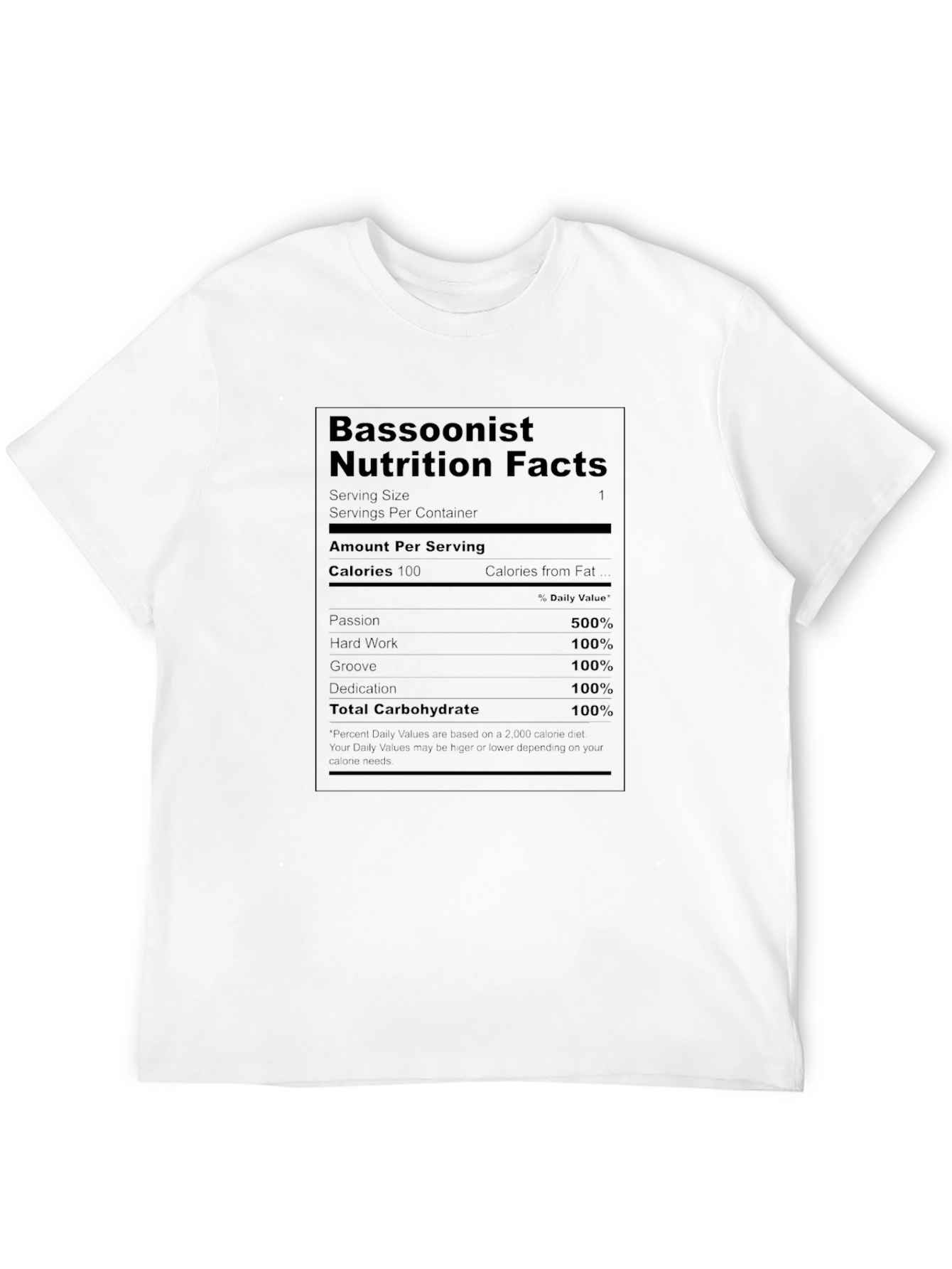 Bassoonist Nutrition Facts Graphic T-Shirt