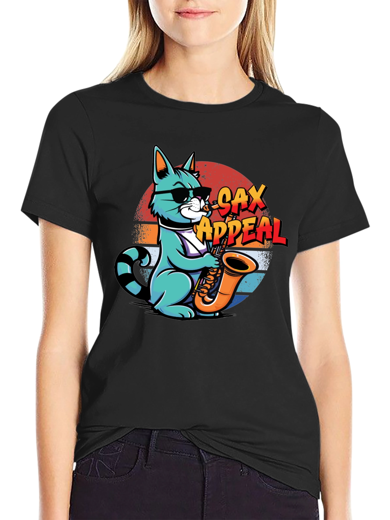 Cool Cat Sax Appeal Graphic Tee