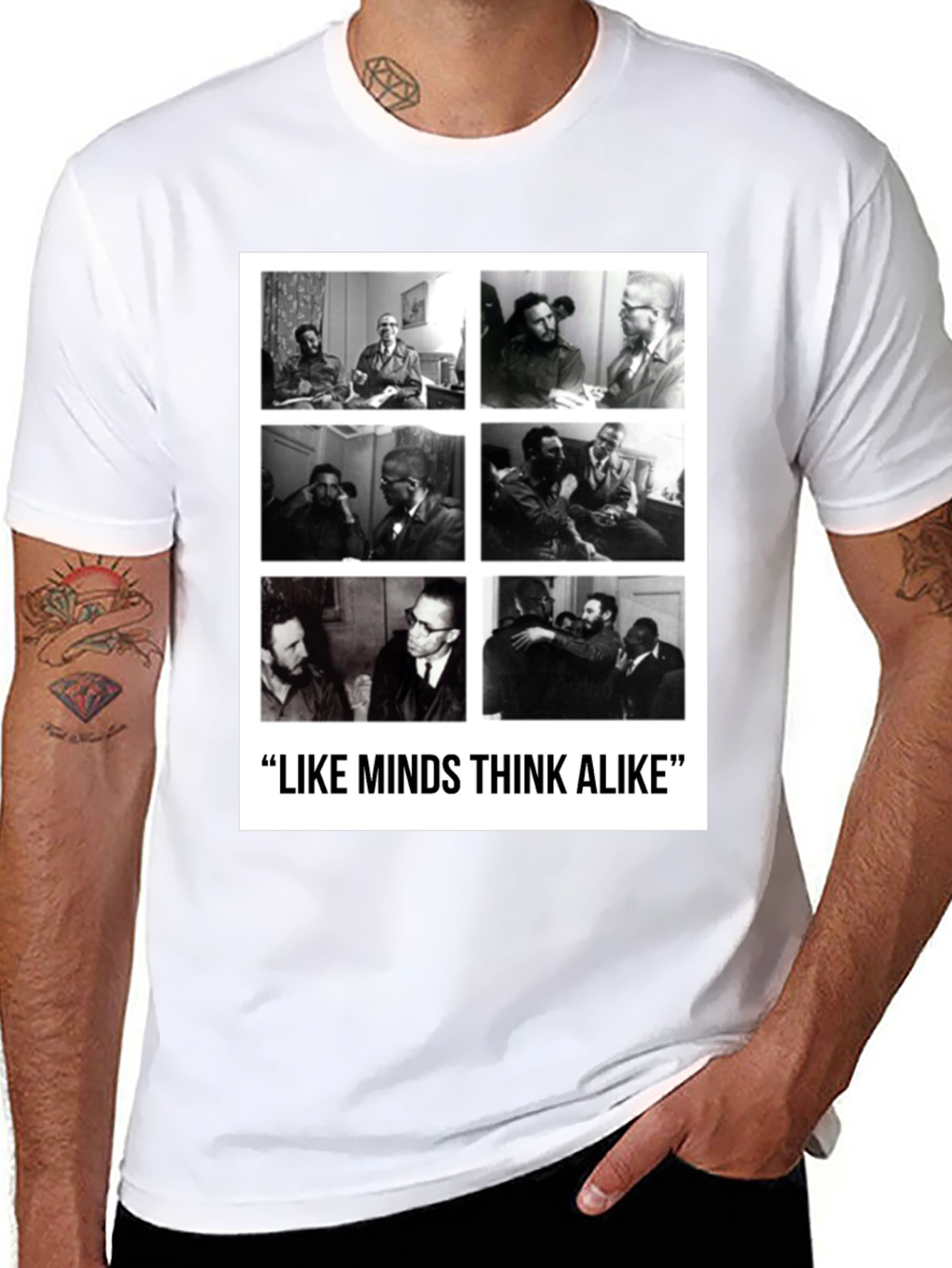 Like Minds T-Shirt: Castro & Malcolm X