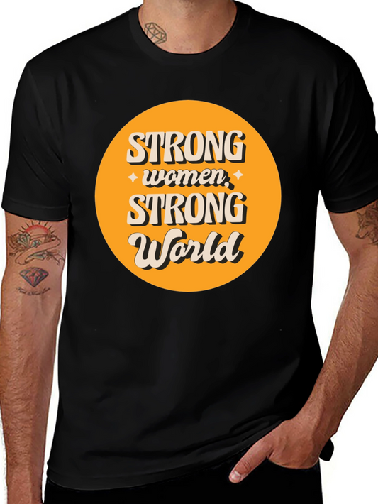 Strong Women Strong World Graphic Tee - Black