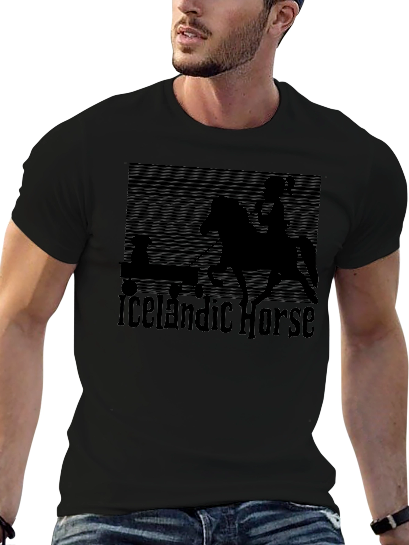 Icelandic Horse Graphic Tee - Black