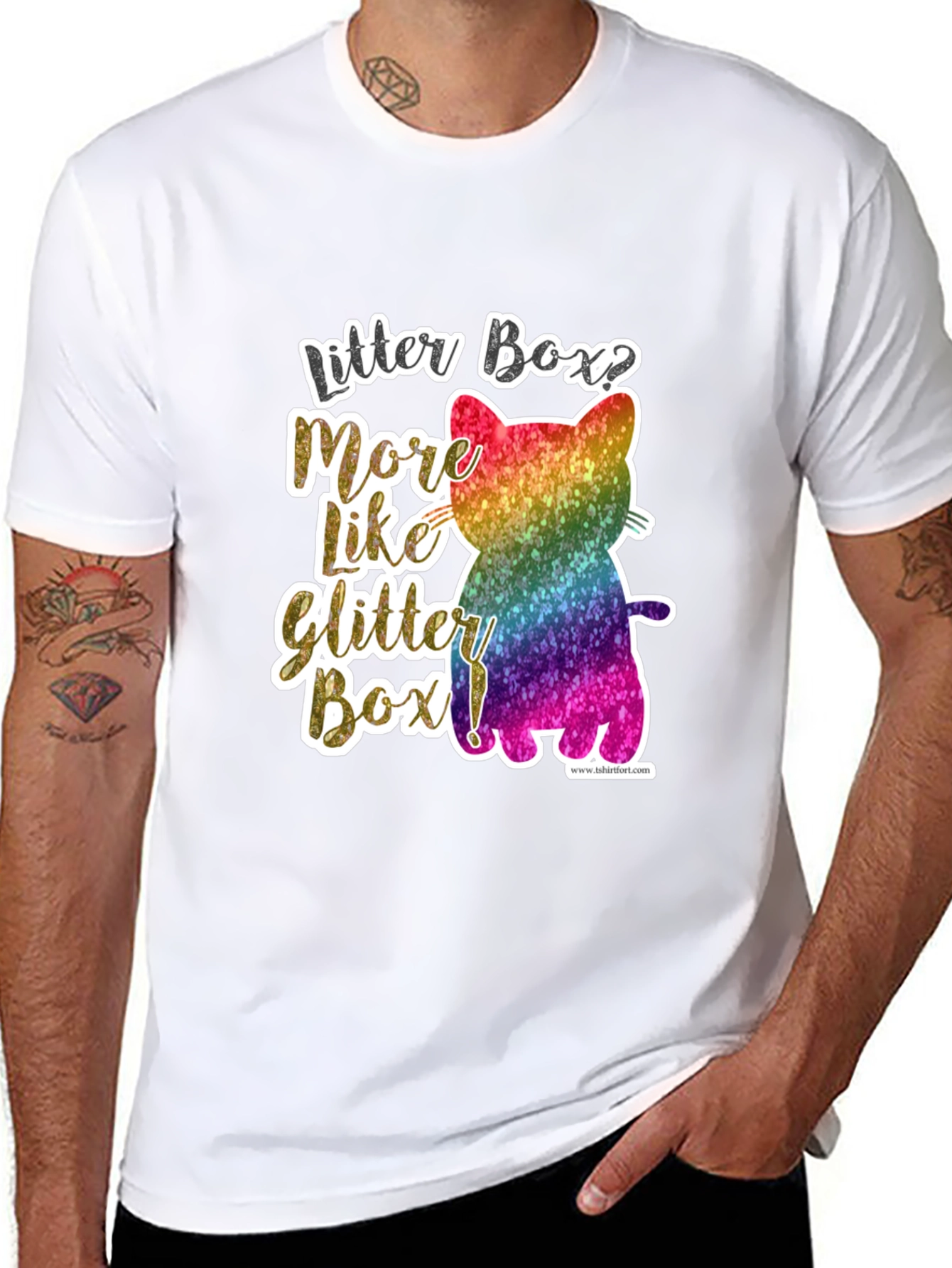 Glittery Cat Lover T-Shirt - Litter Box
