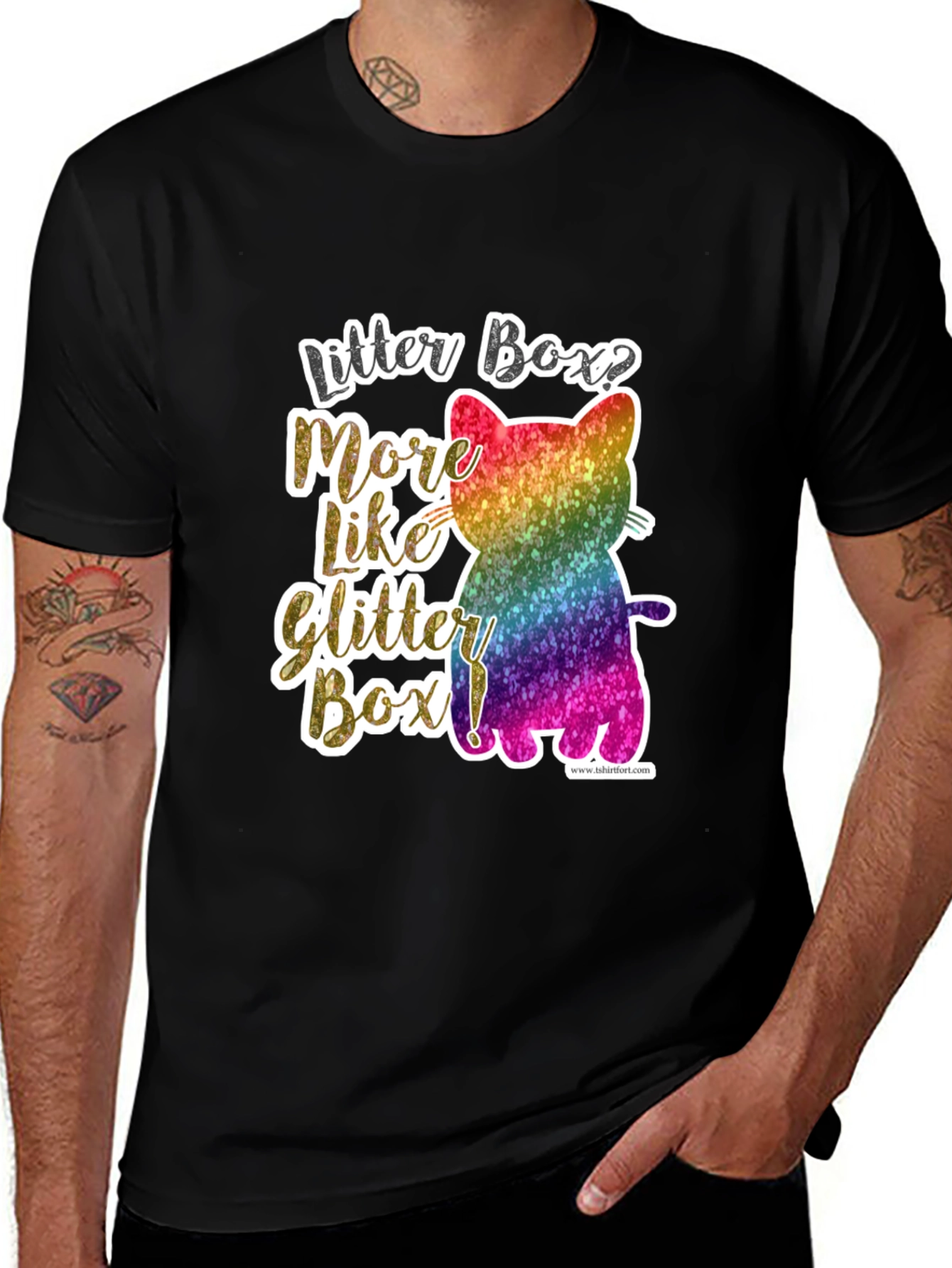 Glittery Cat Lover T-Shirt - Litter Box