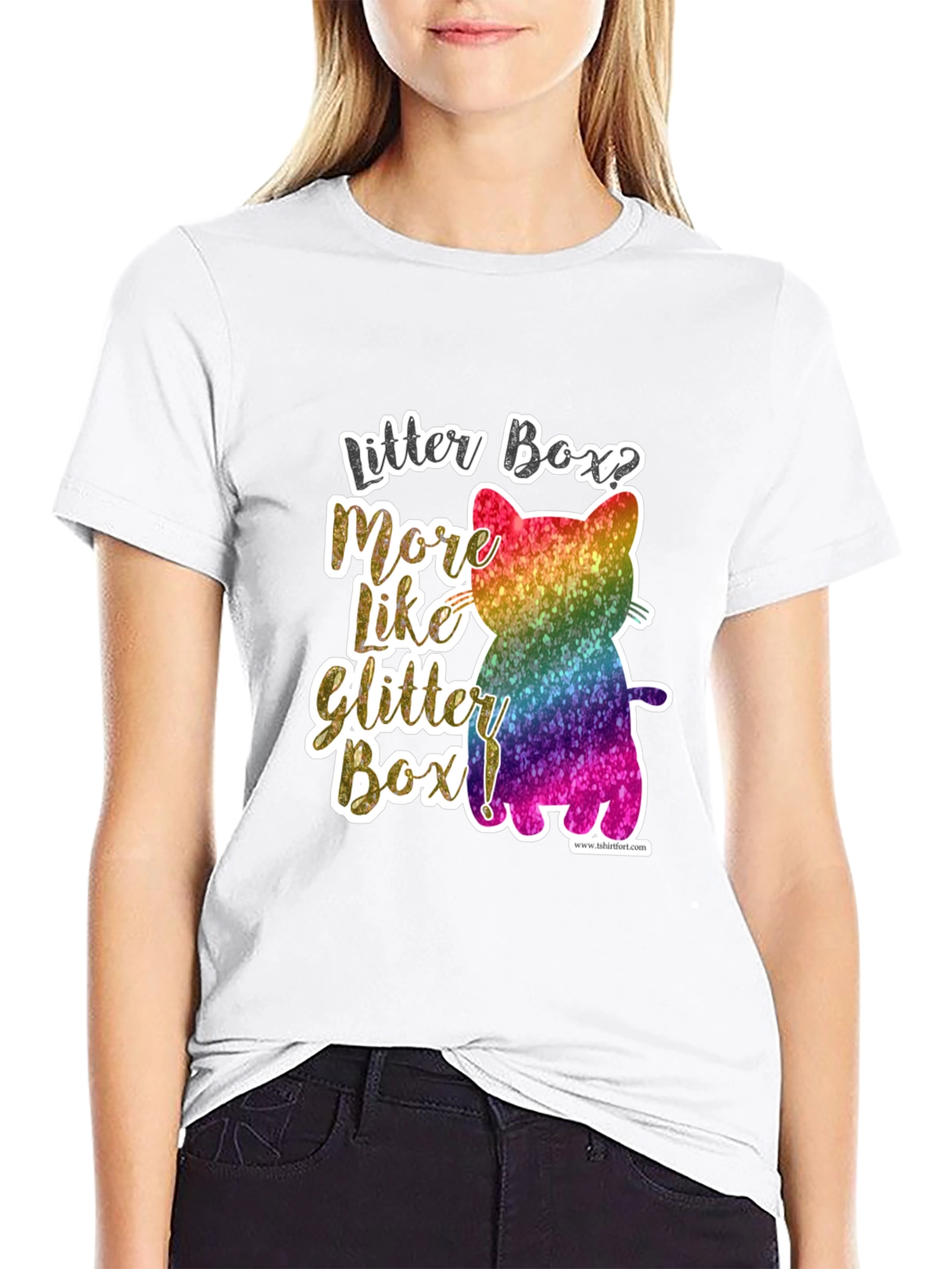 Glittery Cat Lover T-Shirt - Litter Box