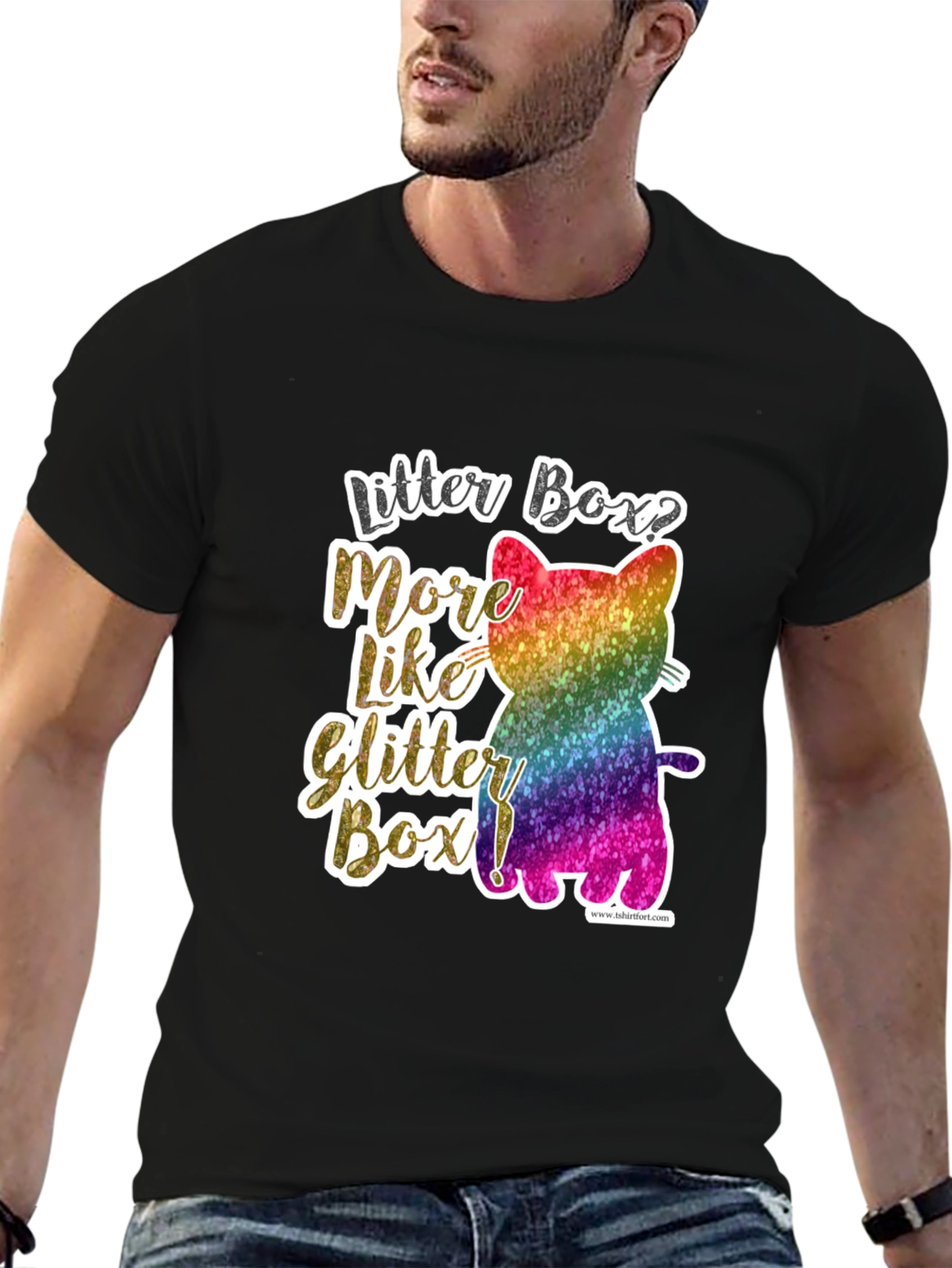 Glittery Cat Lover T-Shirt - Litter Box