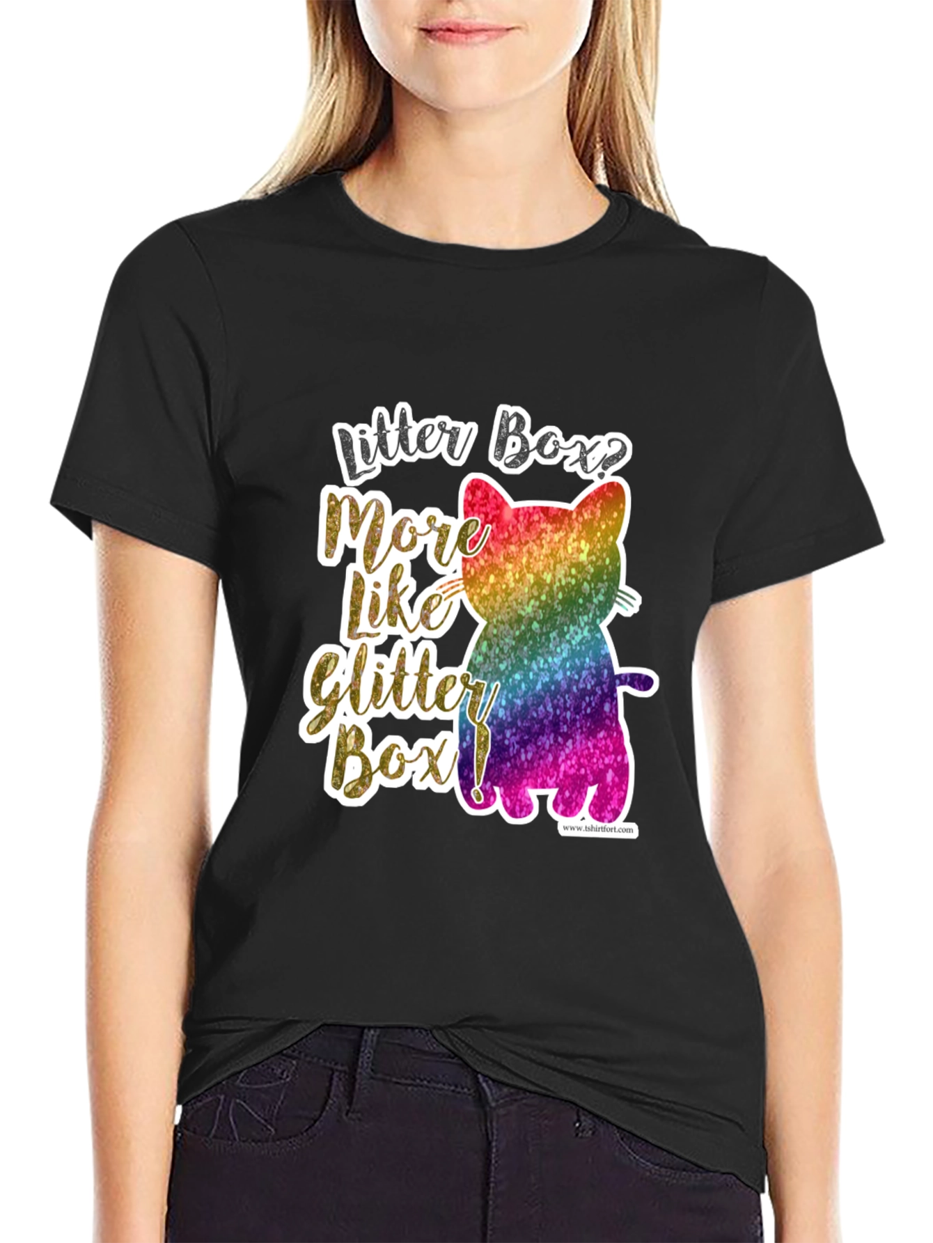 Glittery Cat Lover T-Shirt - Litter Box