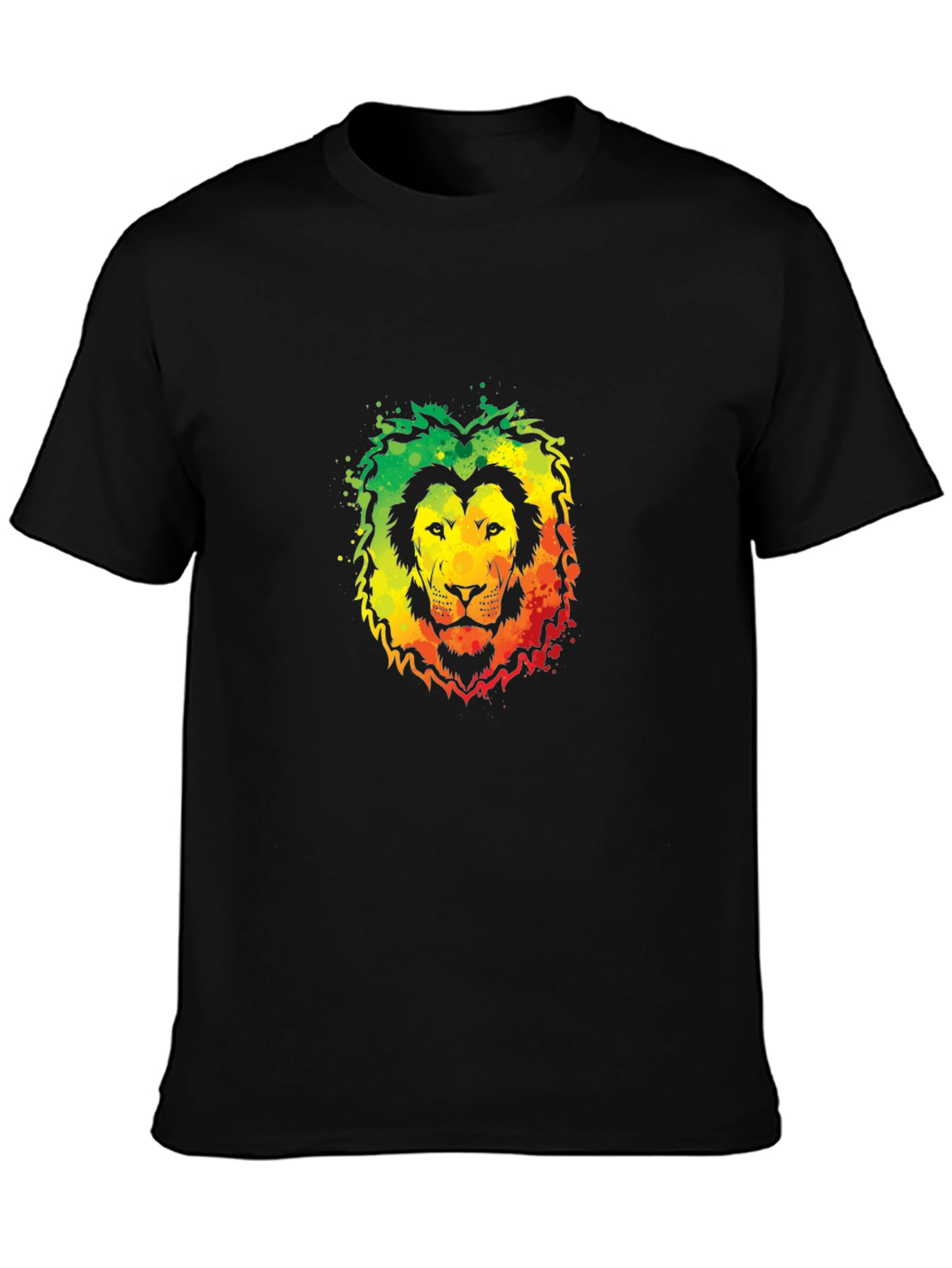 Rasta Lion Graphic Tee - Black Cotton T-Shirt