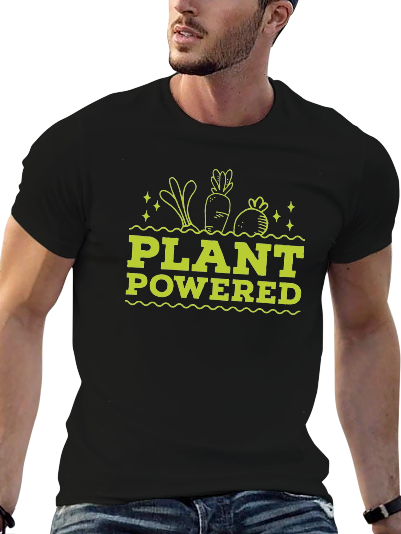 Plant Powered Black T-Shirt - Vegan Graphic Tee