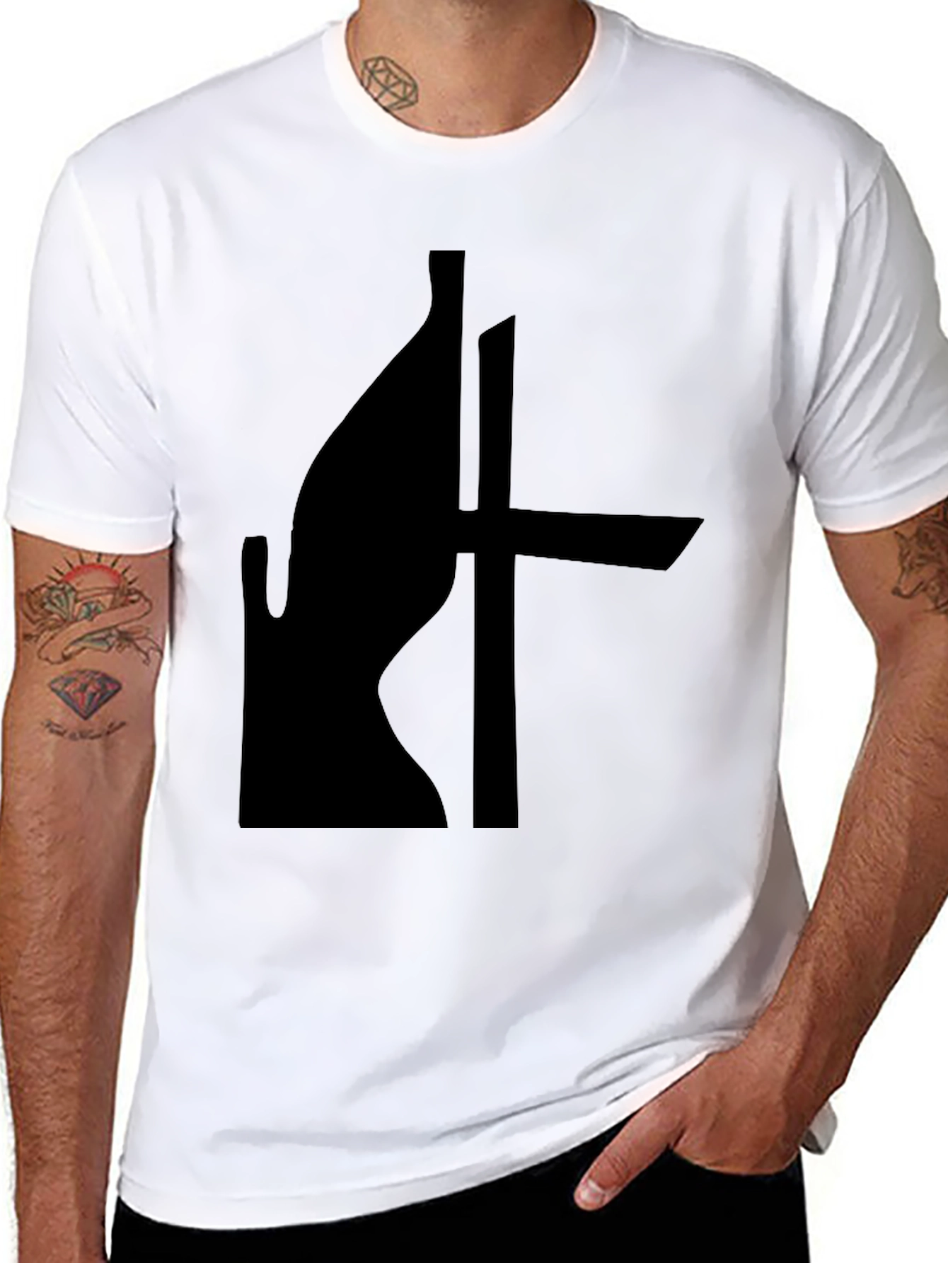 Abstract Silhouette Graphic Black T-Shirt