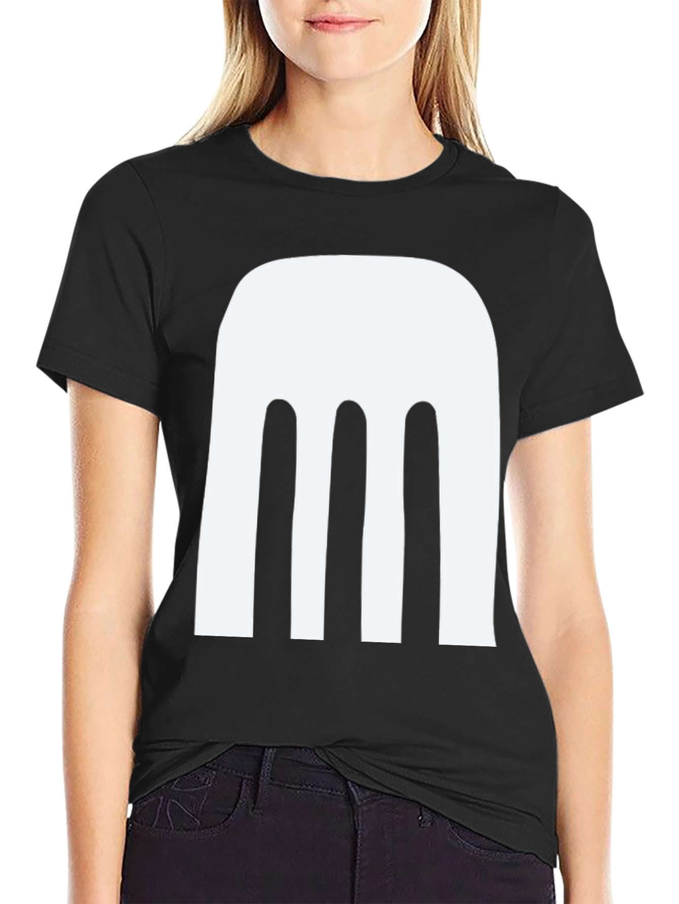 Abstract White Design Black T-Shirt