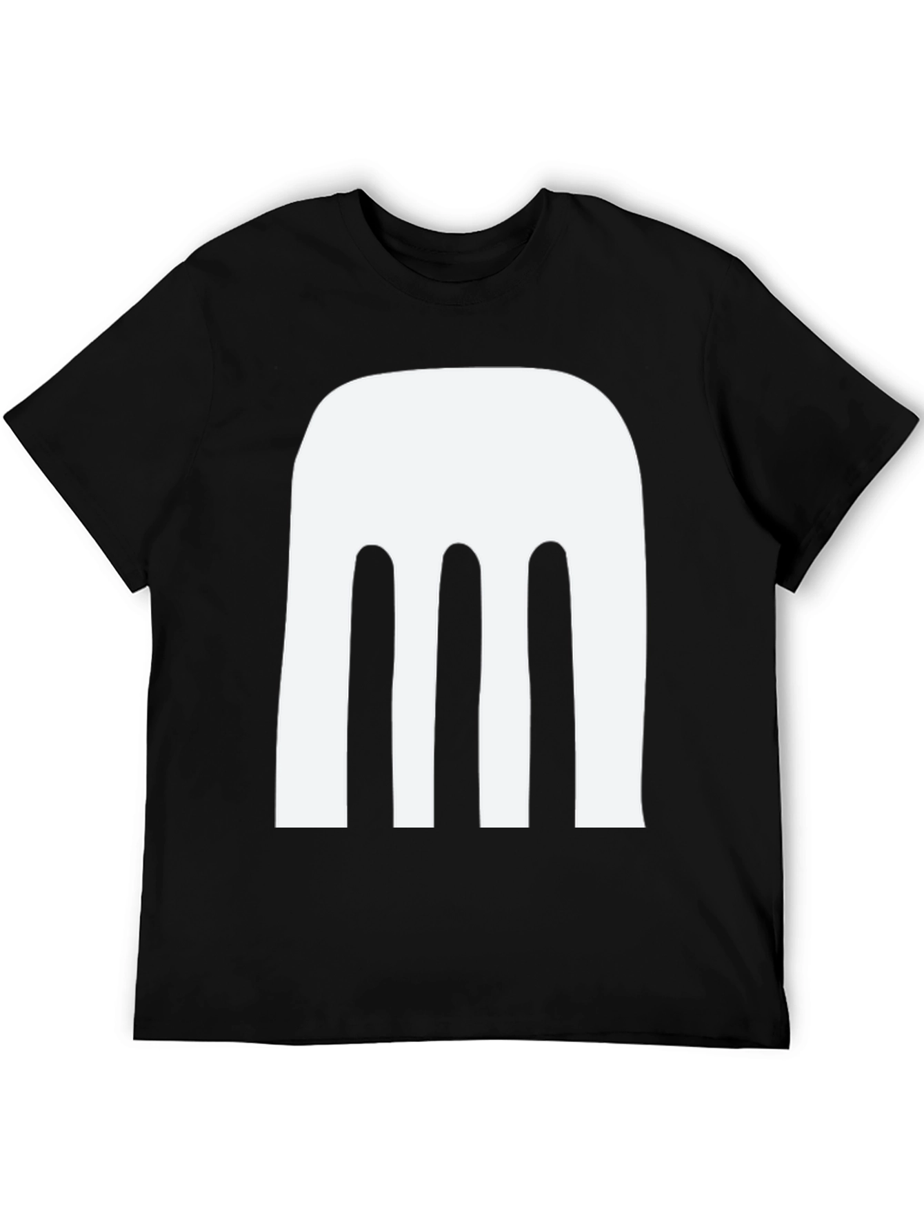 Abstract White Design Black T-Shirt