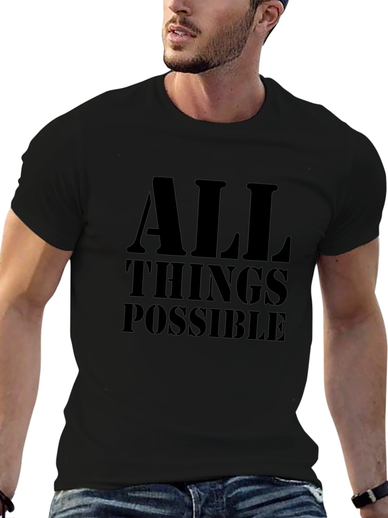All Things Possible Black T-Shirt Christian Faith Tee