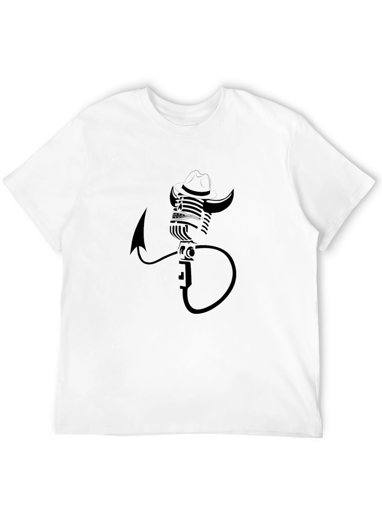 Retro Microphone Cowboy Graphic Tee - Classic Black
