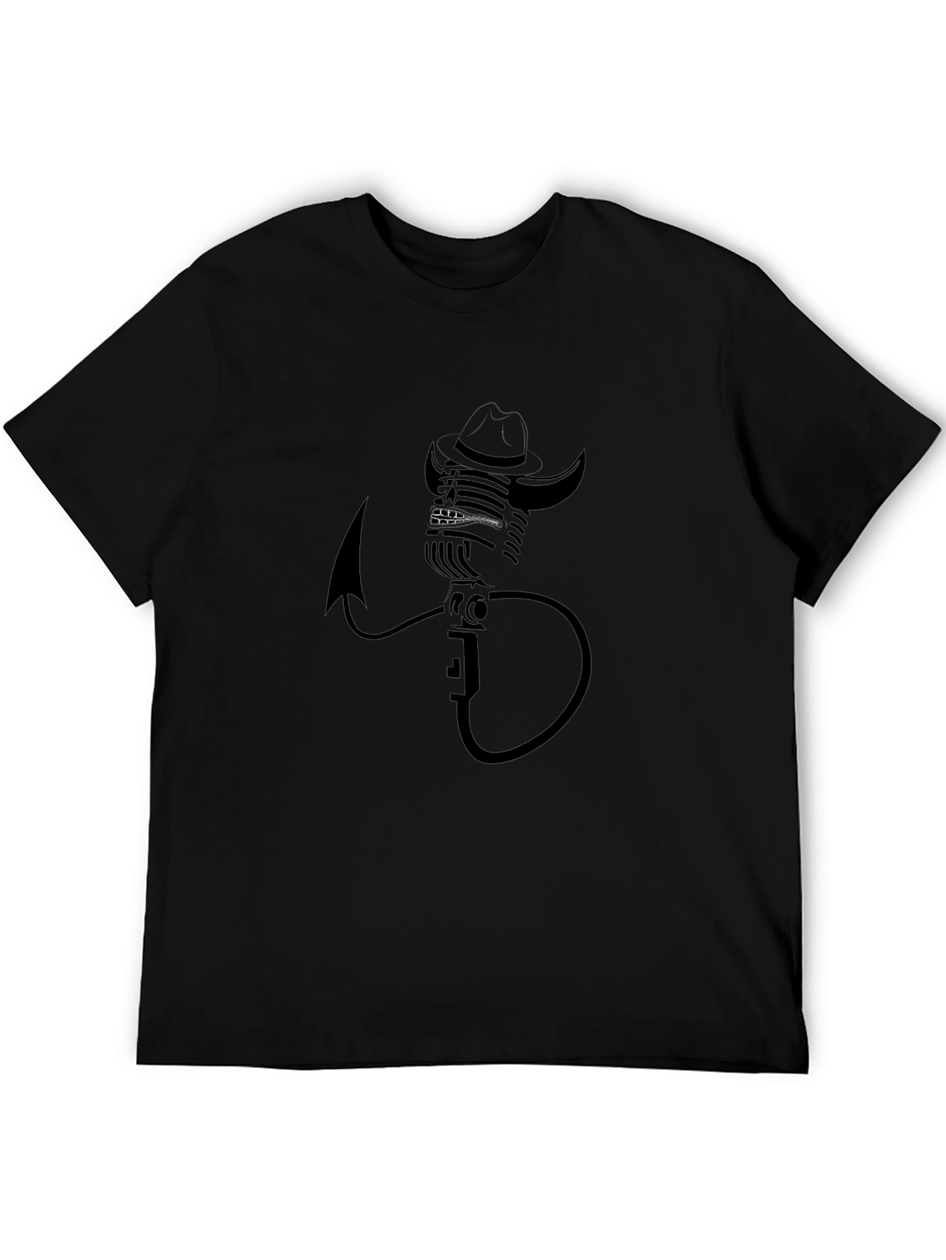 Retro Microphone Cowboy Graphic Tee - Classic Black