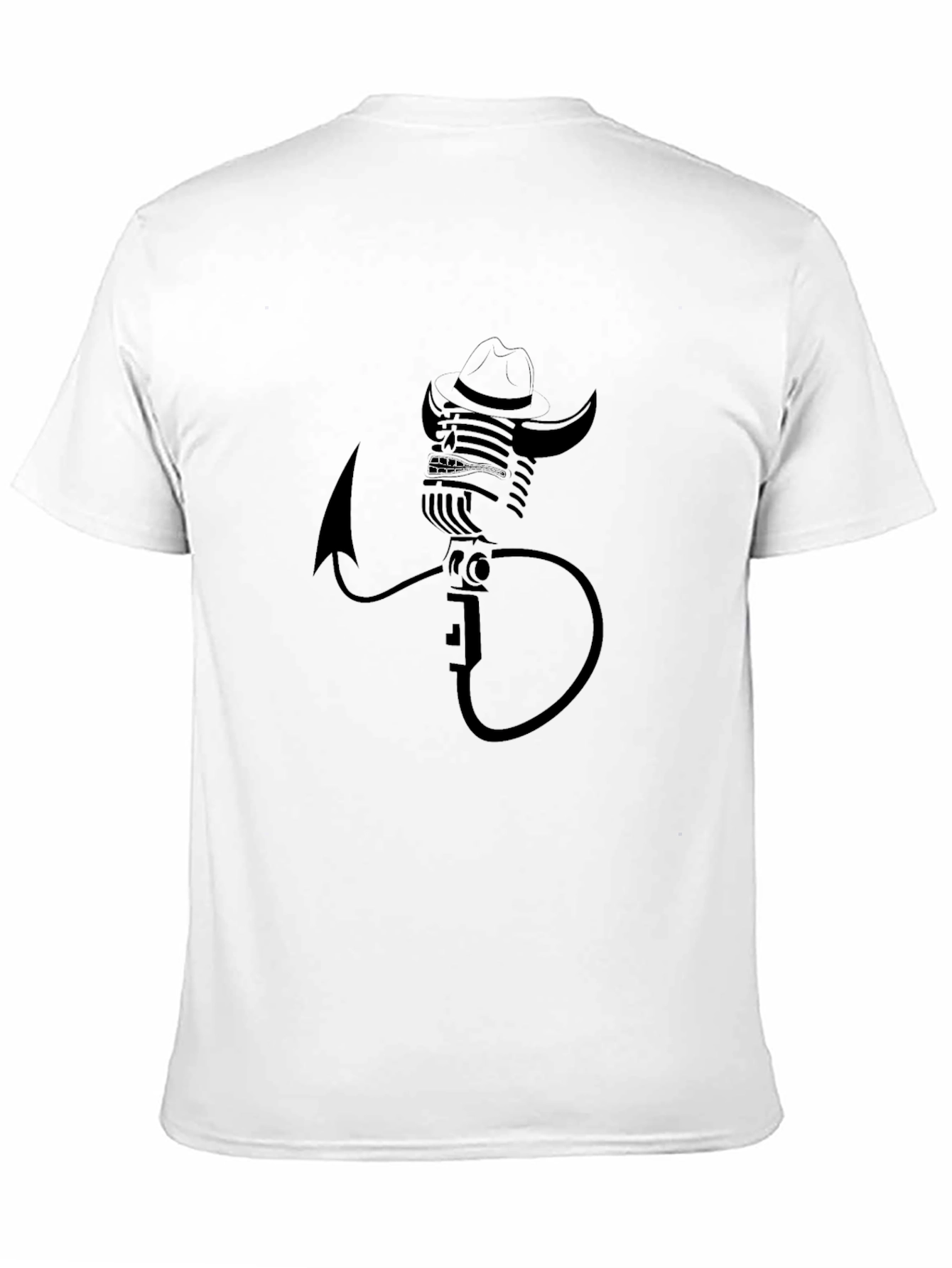 Retro Microphone Cowboy Graphic Tee - Classic Black