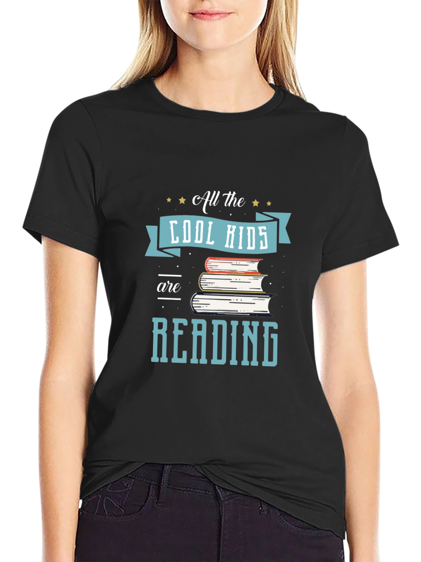 Cool Kids Reading T-Shirt - Black Tee