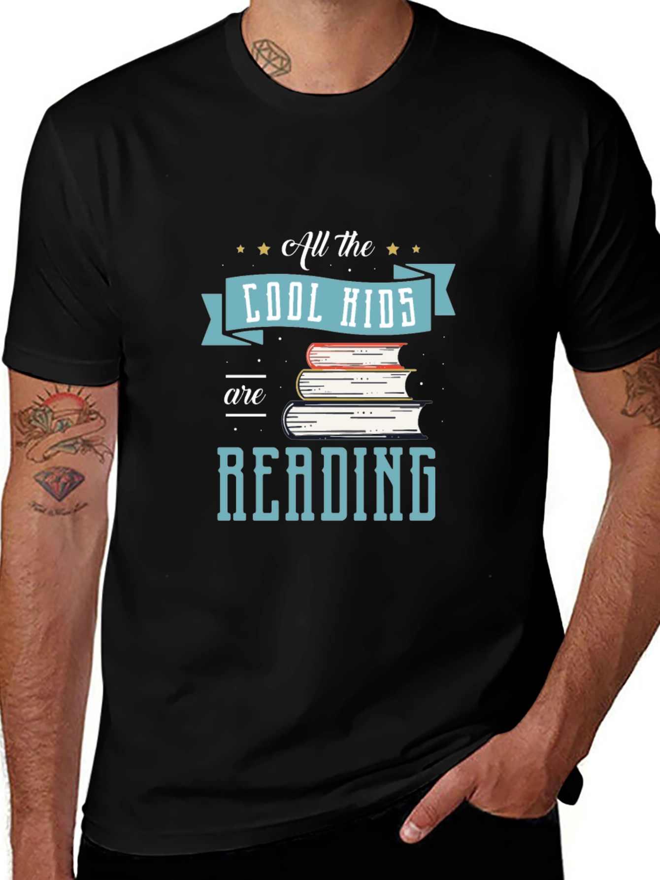 Cool Kids Reading T-Shirt - Black Tee