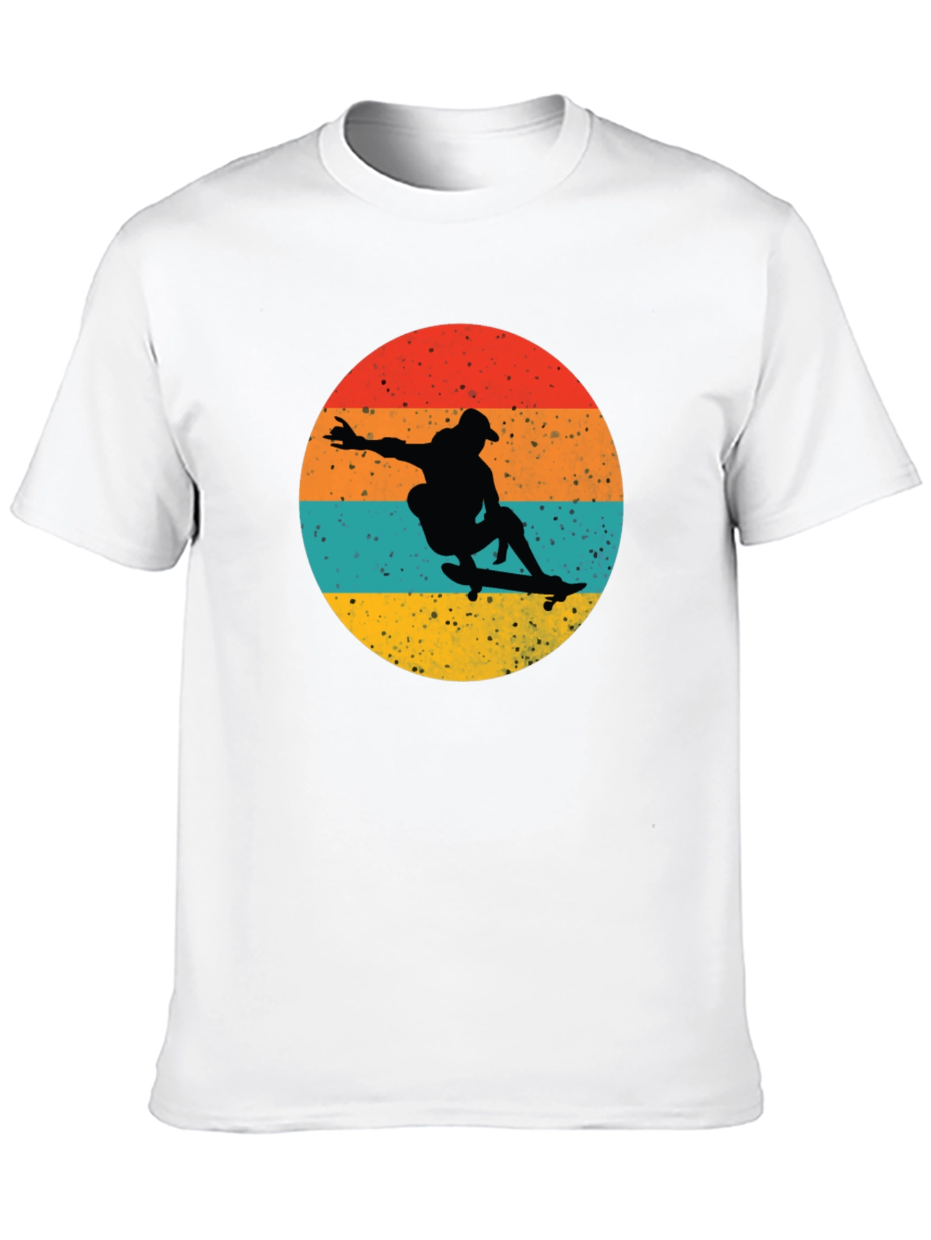 Retro Skateboarder Graphic Tee - Black Cotton