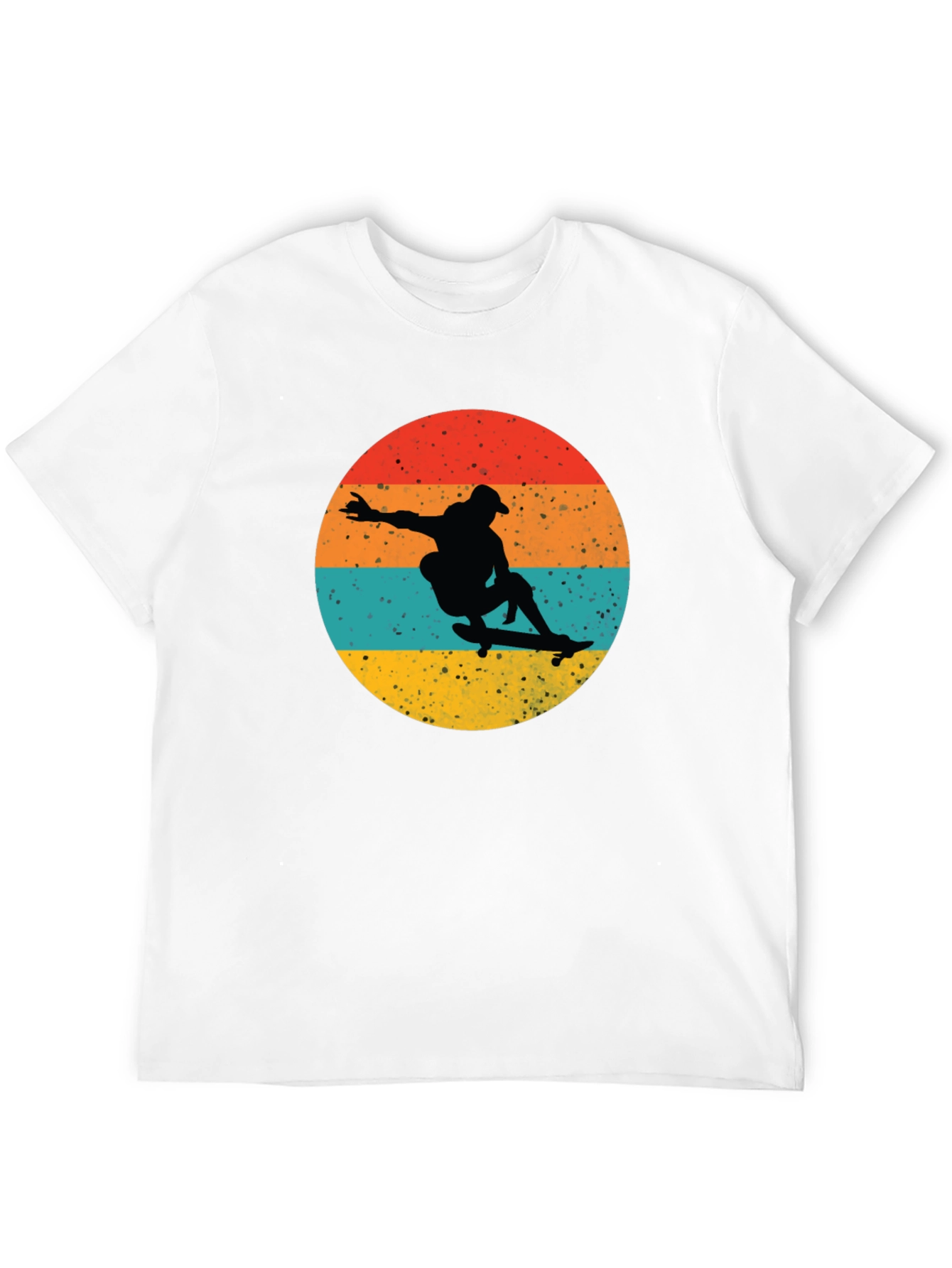 Retro Skateboarder Graphic Tee - Black Cotton
